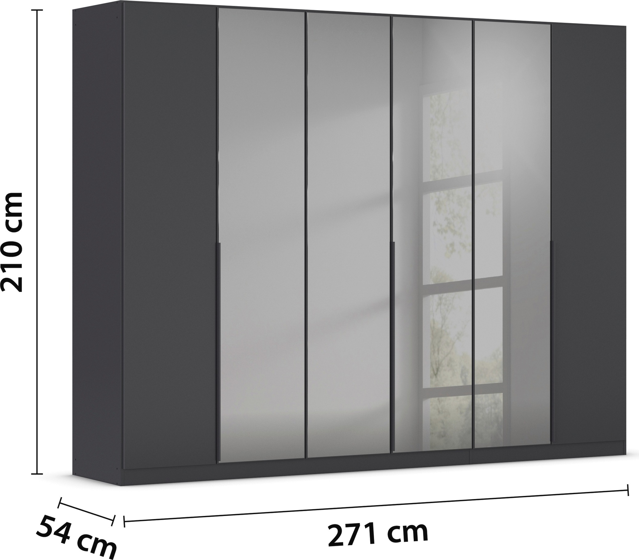 INOSIGN Drehtürenschrank »Ferris Schrank Breite 2,10m BESTSELLER Schlafzimmerschrank«, Kleiderschrank mit Spiegel in den Ausführungen BASIC/CLASSIC/PREMIUM