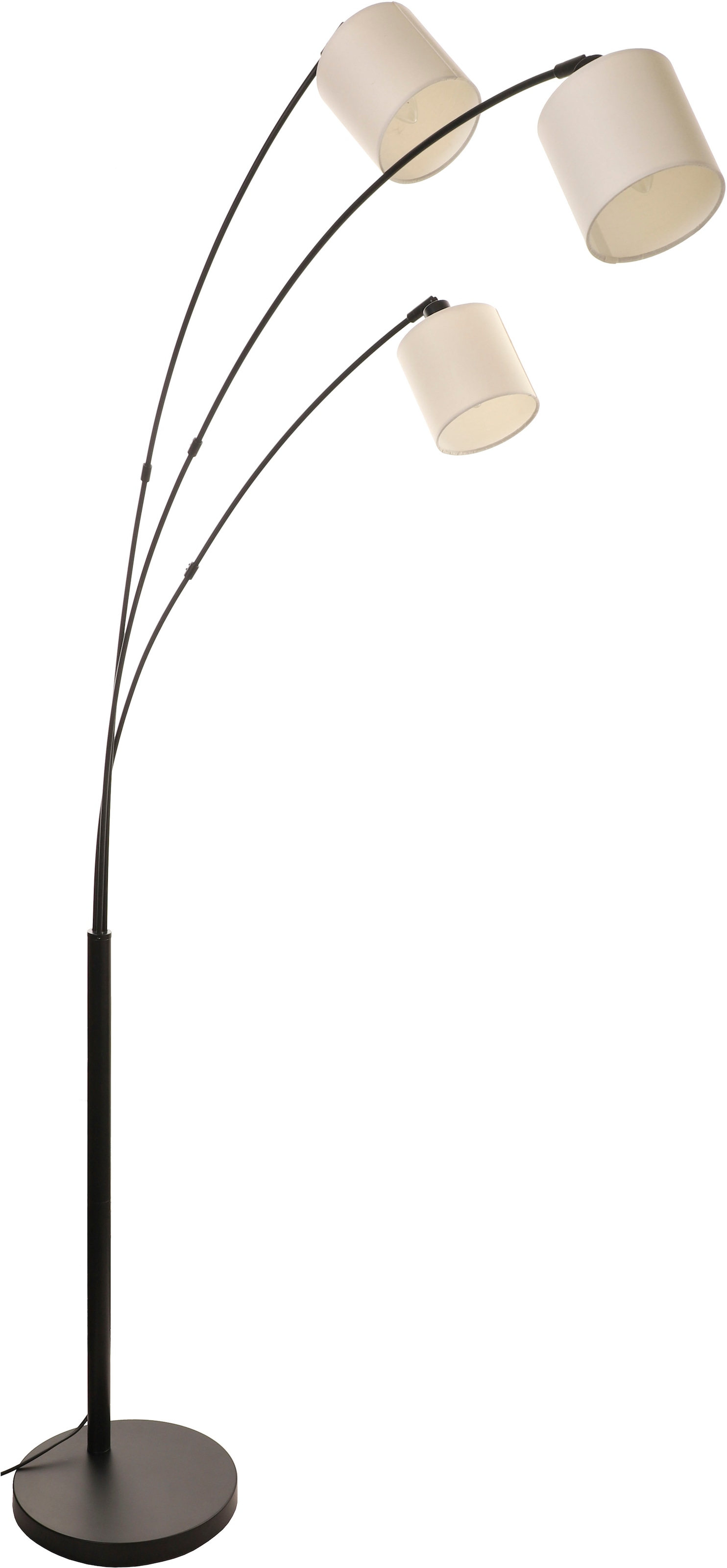 OTTO home Stehlampe »Avveline« E14 1 Stk. Stehlampe, 3-flammig mit Leinenschirm, 148 cm hoch, Bogenlampe