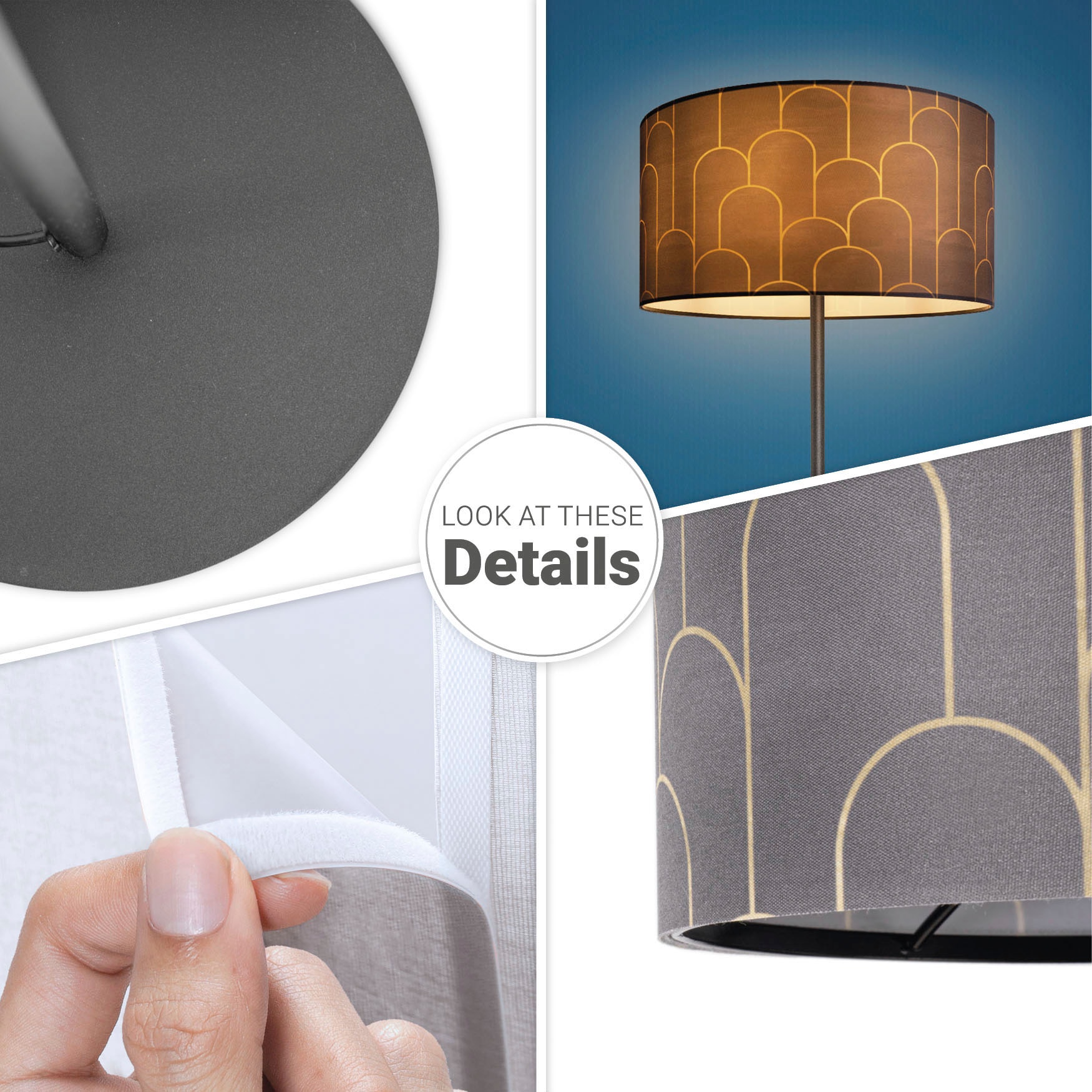 Paco Home Stehlampe »Luca Pillar«, Leuchtmittel E27 | ohne Leuchtmittel, Stehlampe Mit Schirm Wohnzimmer Lampenschirm Stoff Modern Abstrakt