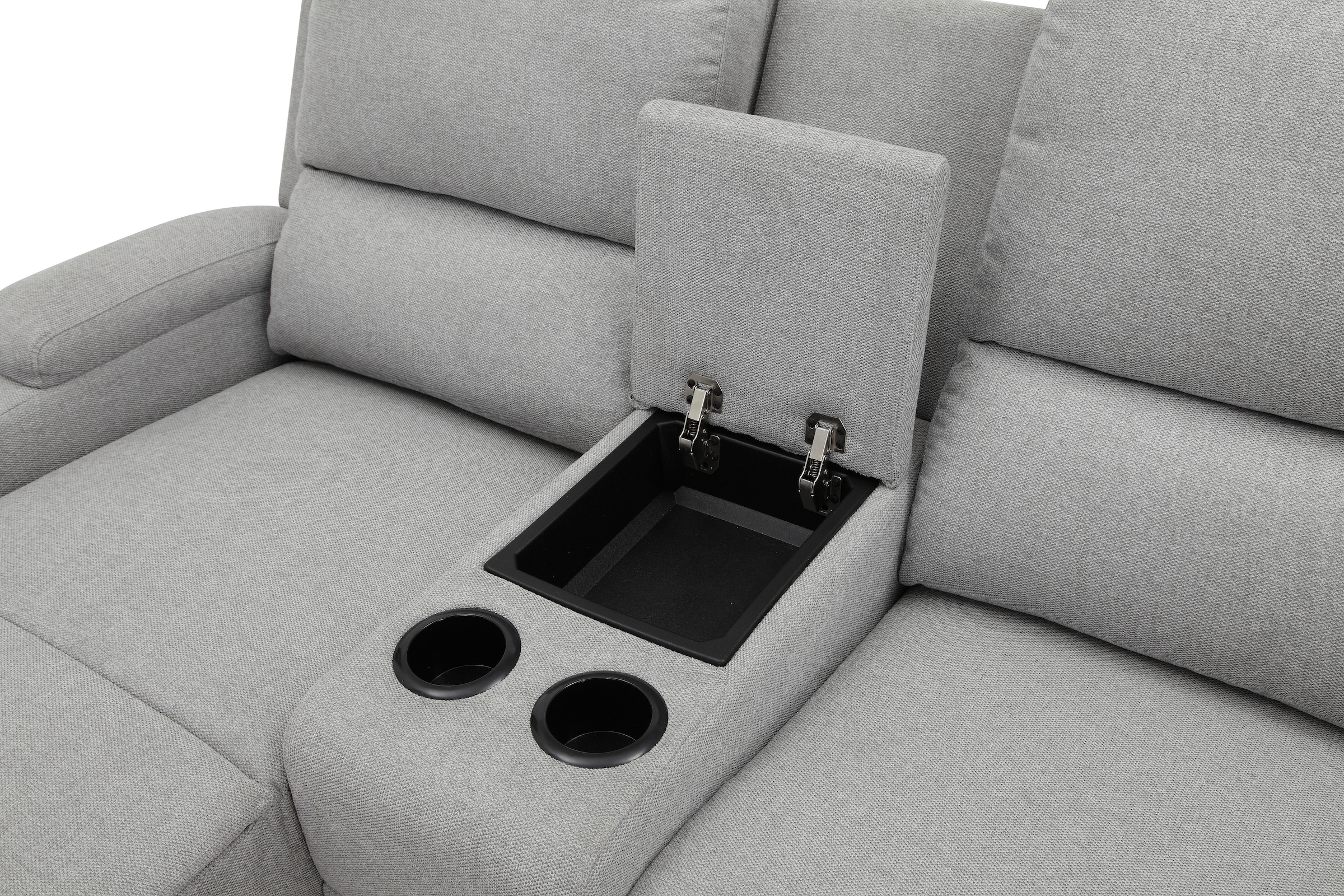 Home affaire Ecksofa »NAPORI Multimediasofa, 3er Kinosessel XXL, L-Form, 3 Bezugsstoffe«, Kinosofa mit Relaxfunktion, Getränkehalter, Staufach und Staukasten