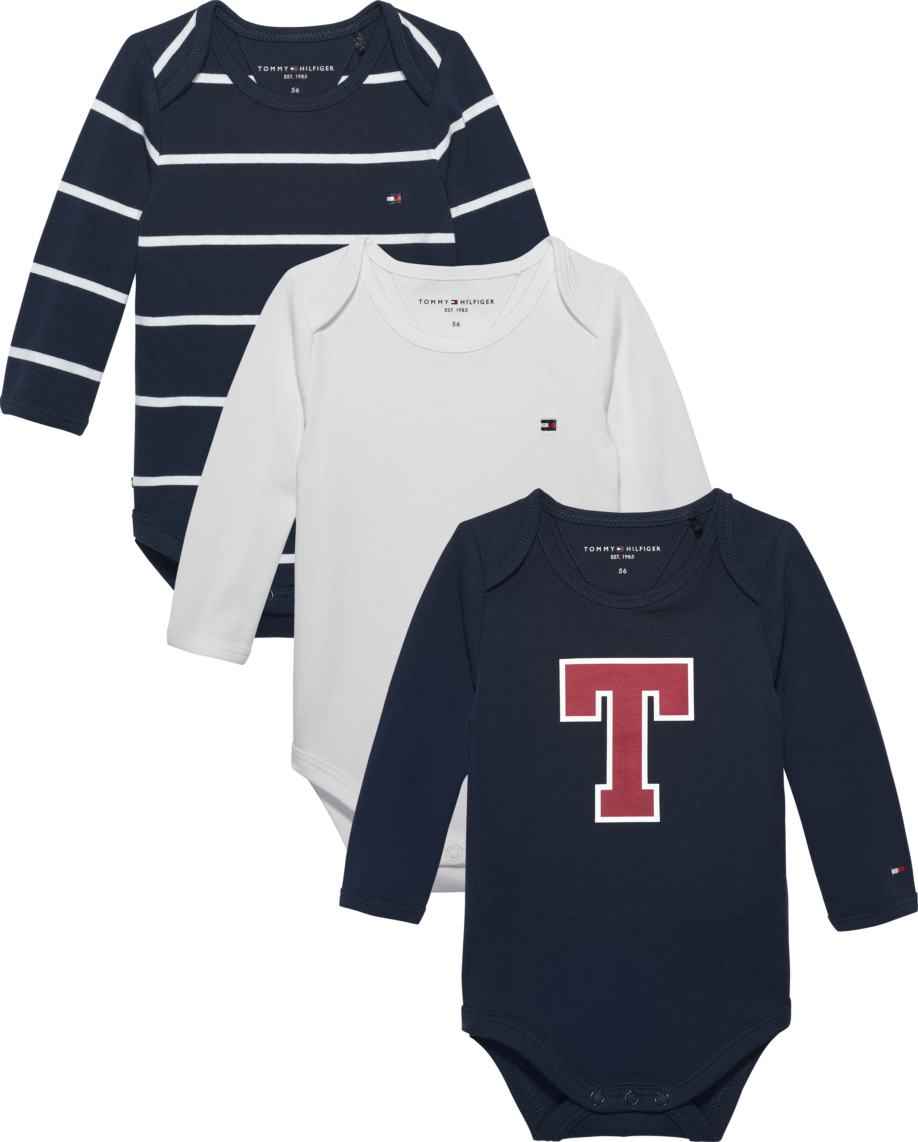 Tommy Hilfiger Mädchen Erstausstattungspaket »3 PACK BODY L/S GIFTBOX« 3 Stk. tlg. für Babys in blau, Größe 74