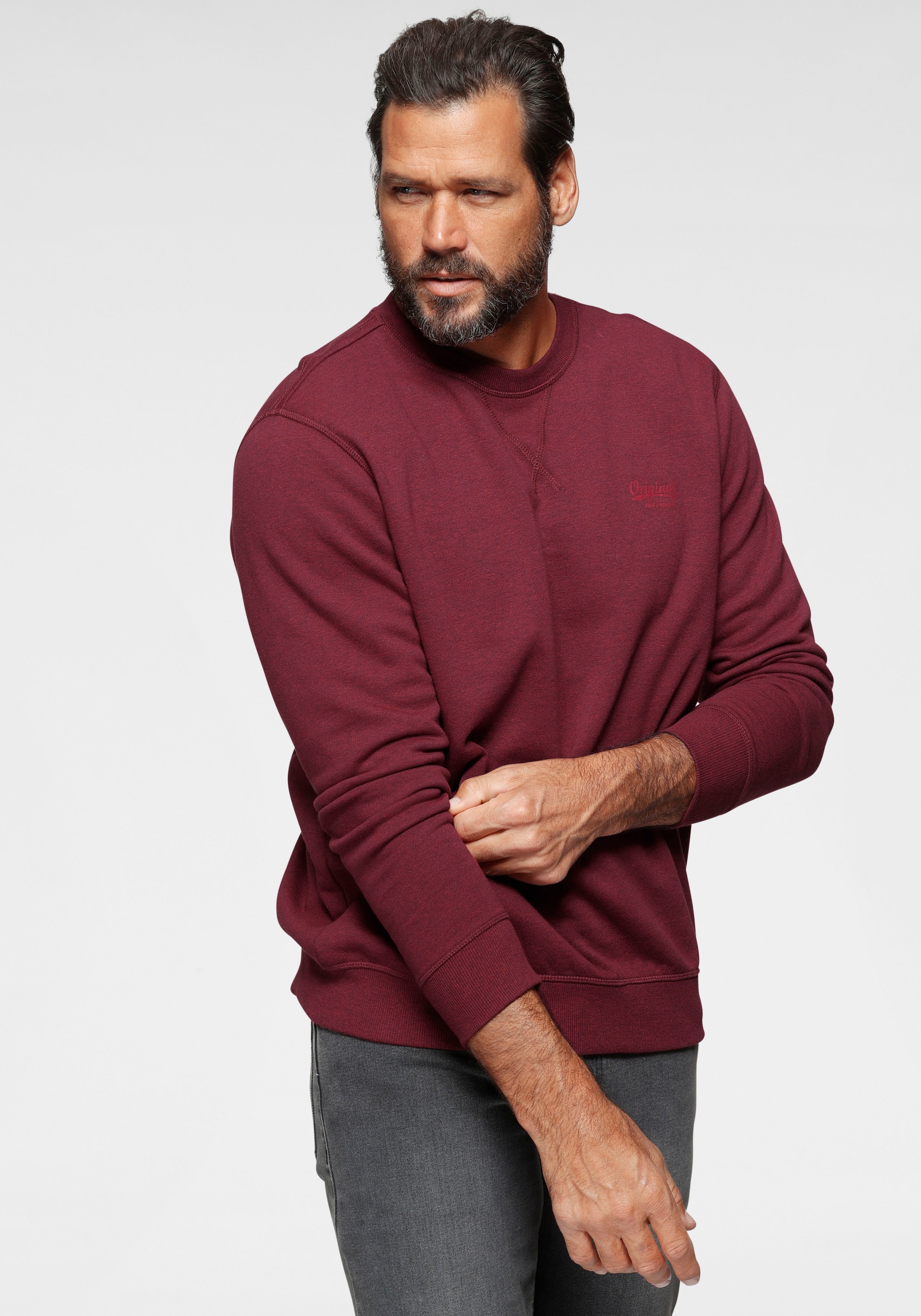 Man's World Sweatshirt, Langarm, Basic-Stil, unifarben, Rundhalsausschnitt