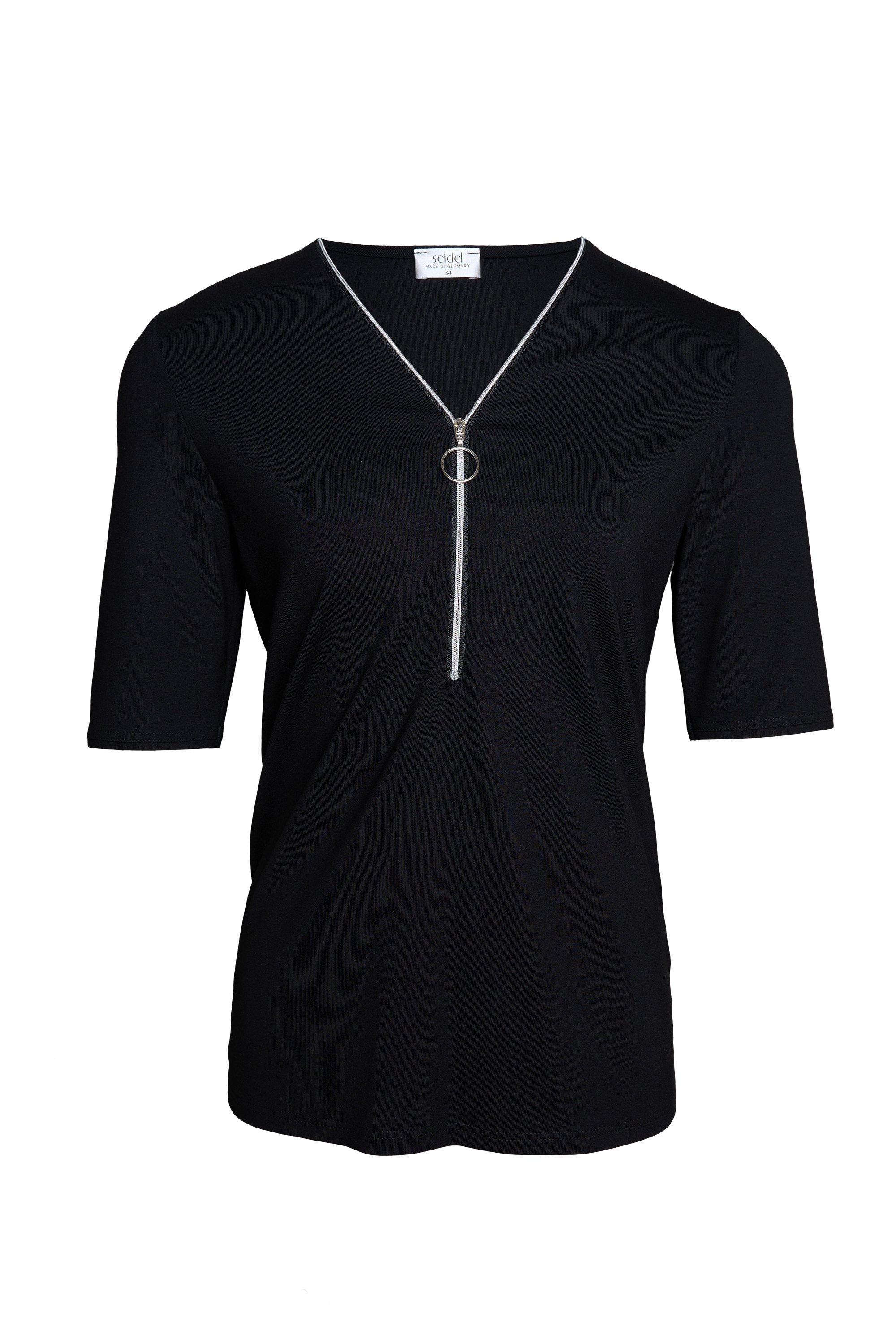 Seidel Moden V-Shirt mit Reißverschluss am Kragen - MADE IN GERMANY
