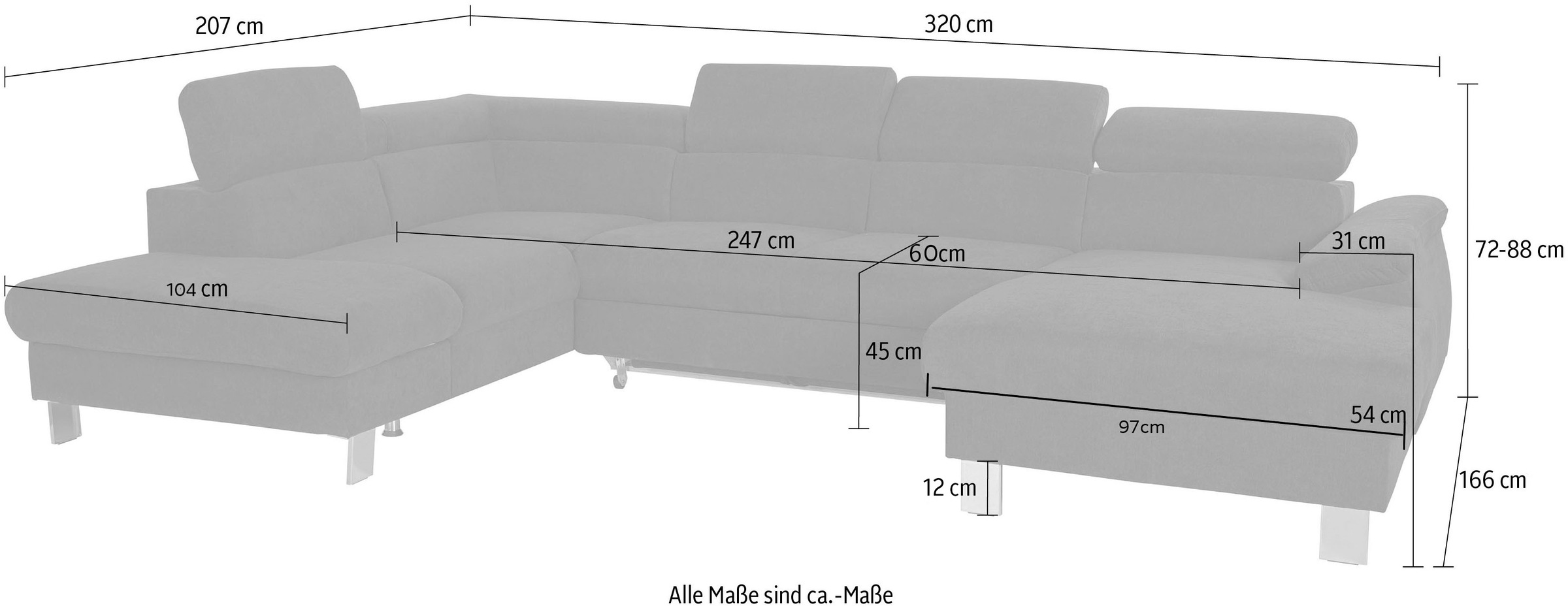 COTTA Wohnlandschaft »Komaris U-Form«, inklusive Kopfteilverstellung, wahlweise mit Bettfunktion und RGB-LED