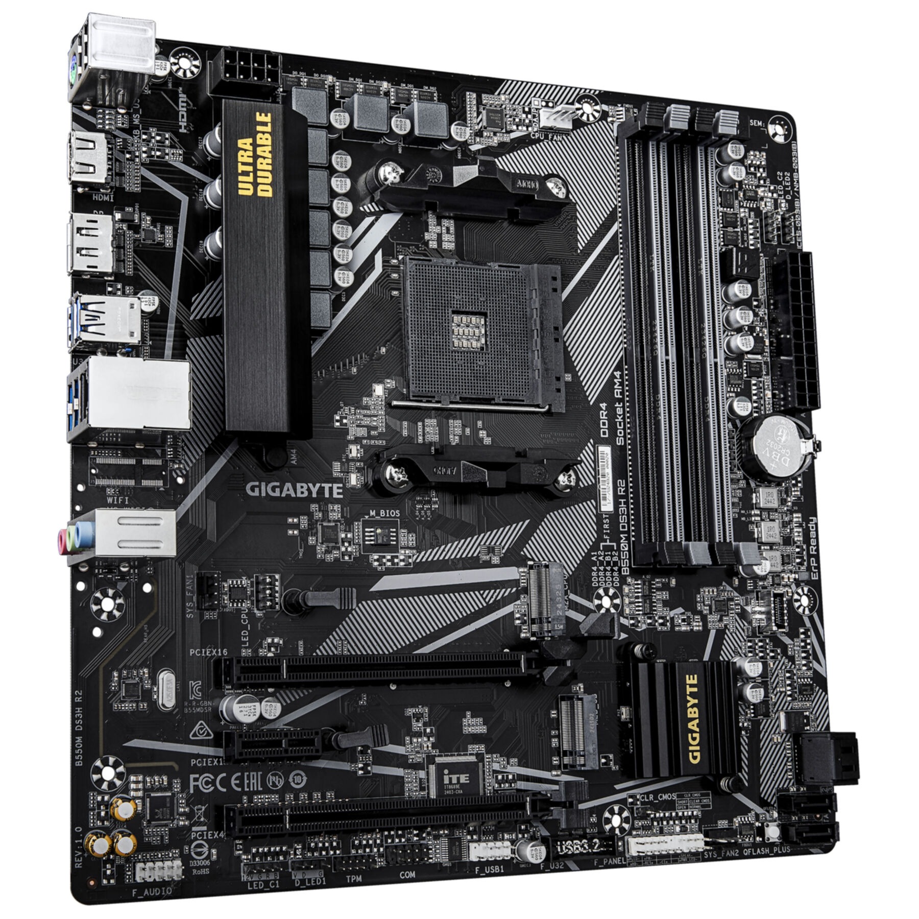 Gigabyte Mainboard »B550M DS3H R2 Mainboard – AMD Ryzen 5000 Prozessoren, 5+3 Phasen VRM,«