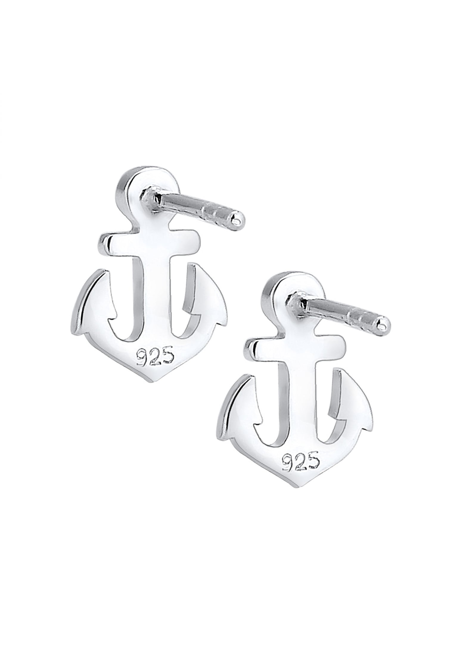 Elli Paar Ohrstecker »Ohrringe Ohrstecker Anker Glas Kristalle Weiß 925 Sterling Silber«