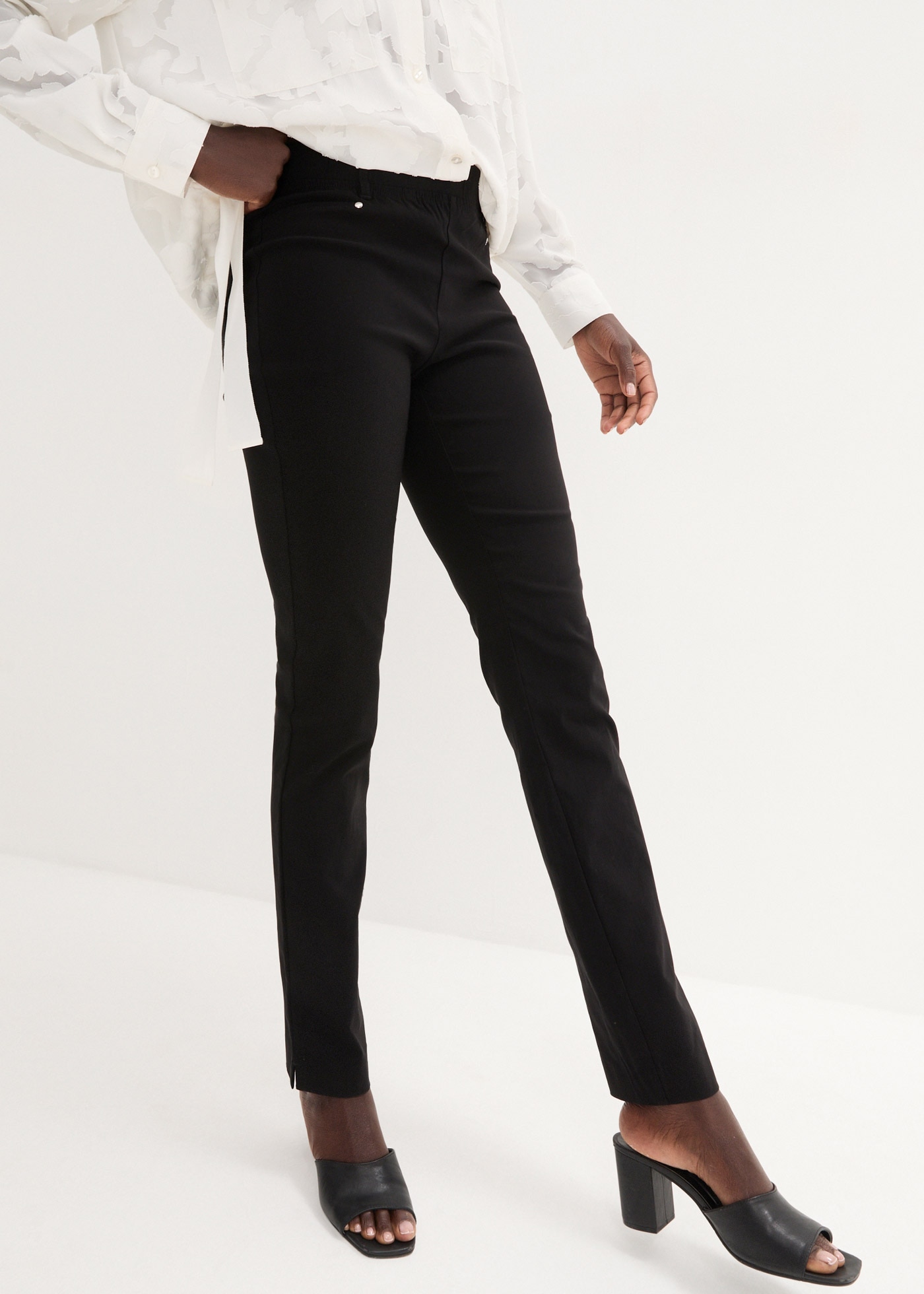 bonprix »Stretch-Hose in Schlupfform«  aus Viskose, Slim Fit Passform, Schlupfform mit Gürtelschlaufen