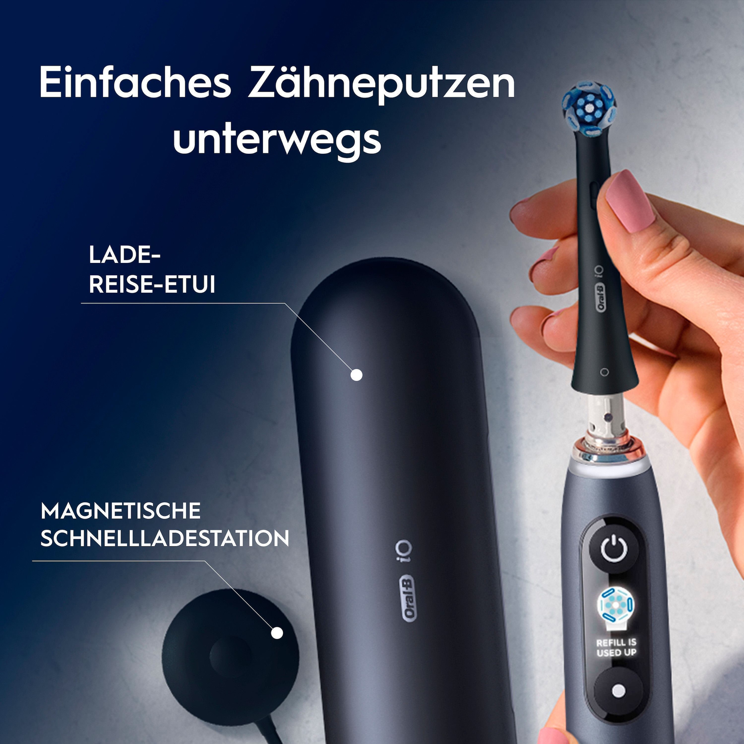 Oral-B Elektrische Zahnbürste »Oral-B iO Series 9« 2 Stk. Aufsteckbürsten 7 Putzmodi für Zahnpflege, 3D-Analyse, Farbdisplay & Lade-Reiseetui