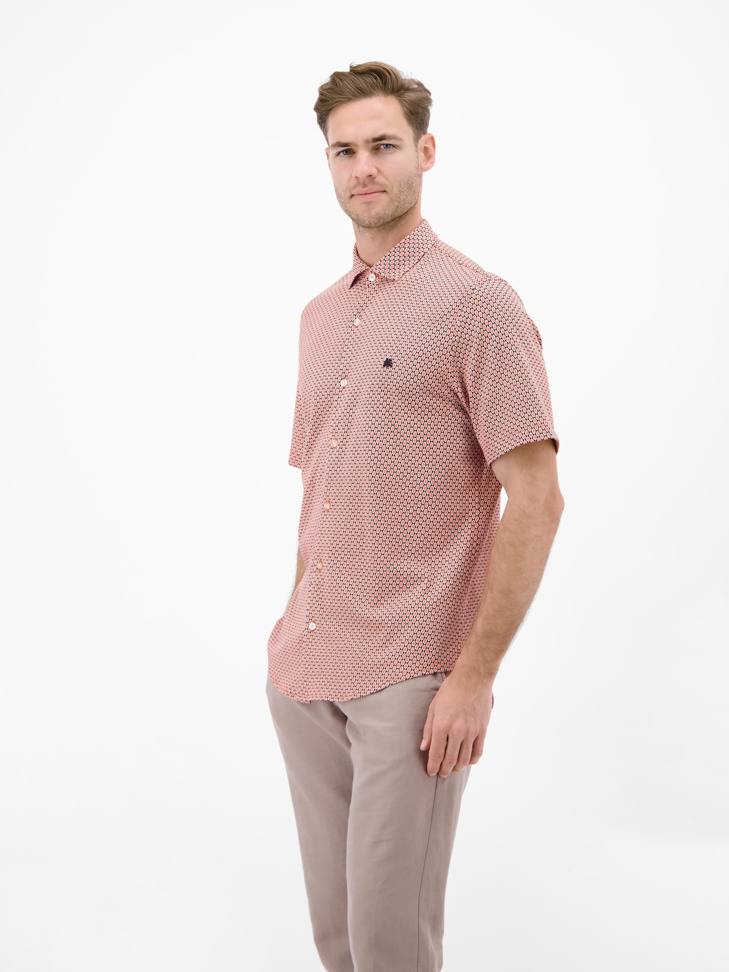 LERROS Kurzarmhemd »1/2 Hemd mit Minimalprint, 100 % Baumwolle«