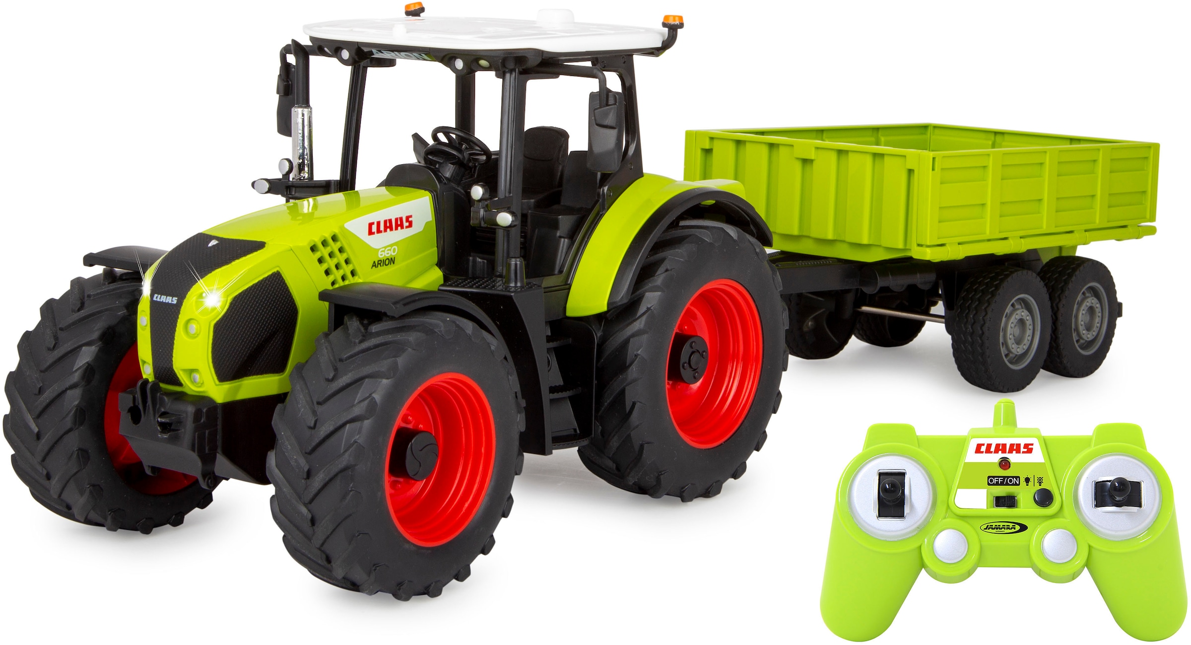 Jamara RC-Traktor »Claas Arion 660 mit Kippanhänger 1:24 2,4GHz«, mit LED Licht