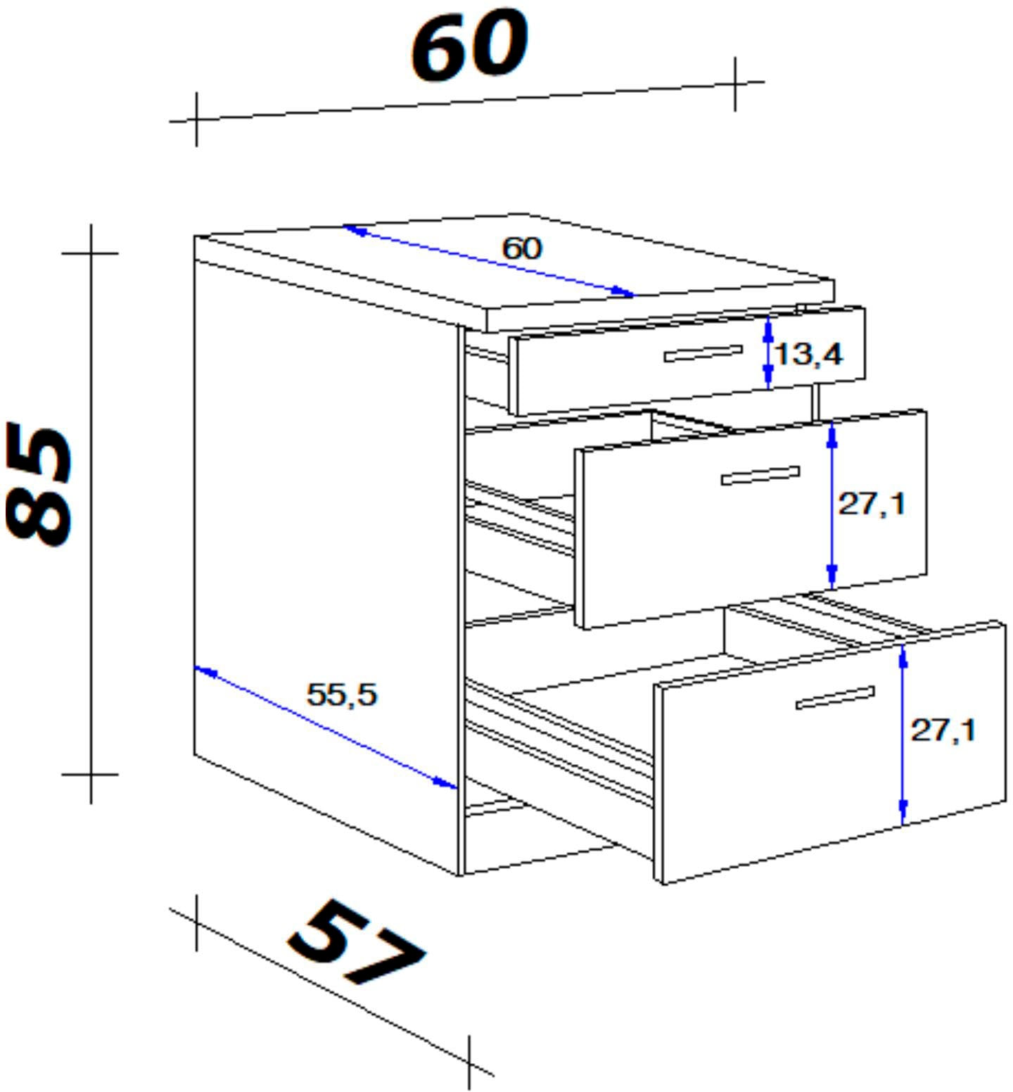 Flex-Well Unterschrank »Samoa«, (B x H x T) 60 x 85/86 x 60 cm, mit praktischen Auszügen