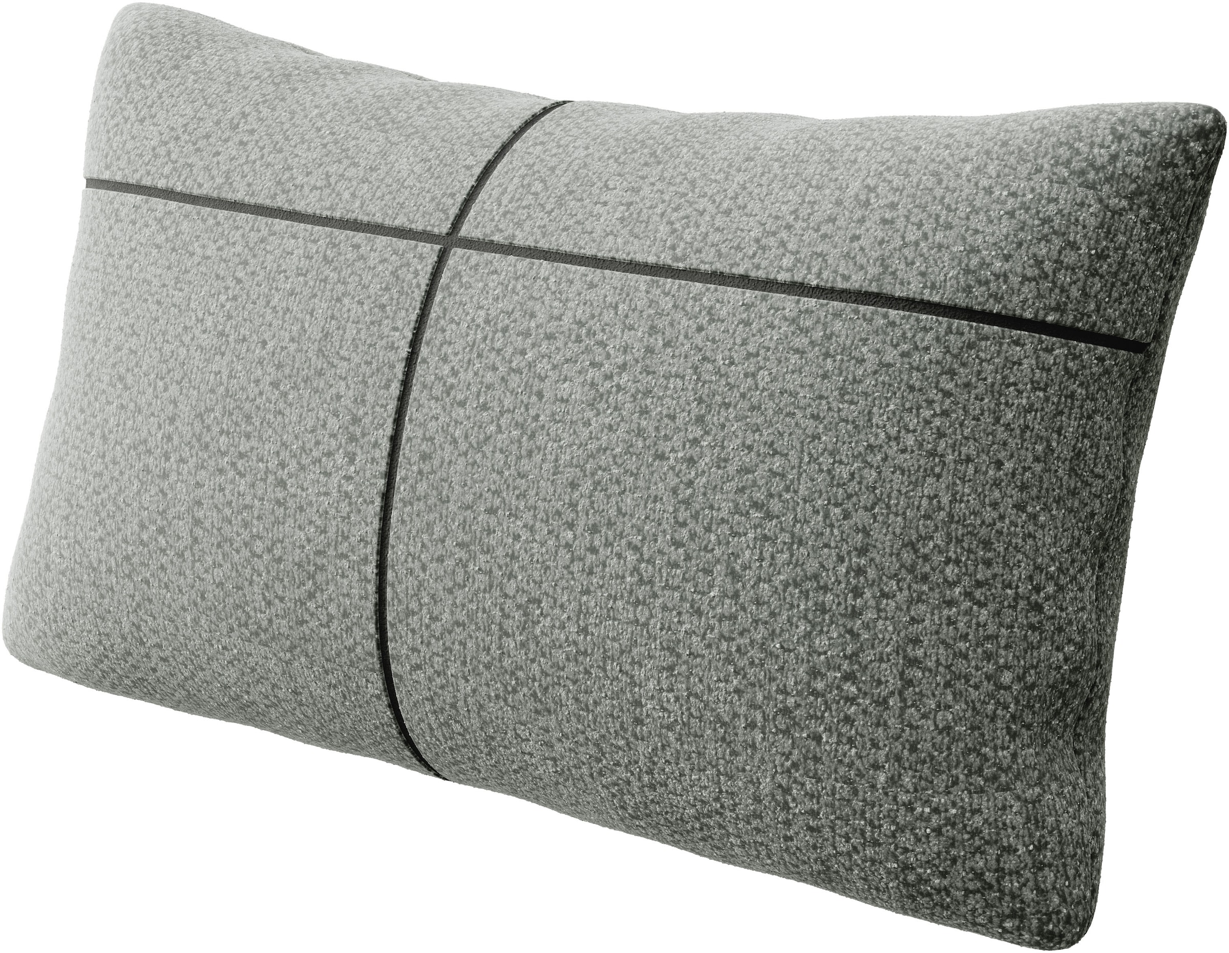 INOSIGN Ecksofa »Cross, mit softem Sitz, L-Form, wendbare Zierkissen, Breite 284 cm«, Couch mit vielen Kissen, stylische Kreuznaht, elegante Metallfüße