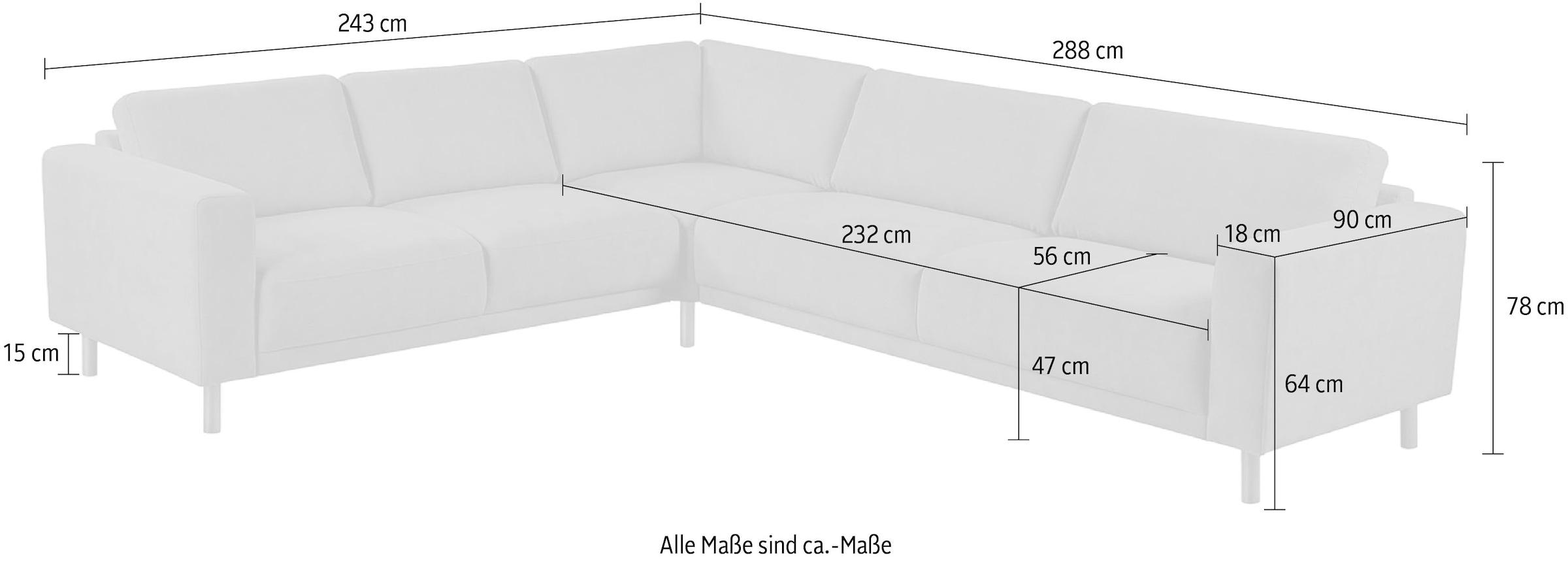 OTTO home Ecksofa »Sveeva, L-Form, B.288 cm, schwarze Metallfüße« langlebiger Strukturstoff, mit Wellenunterfederung, viele Farben