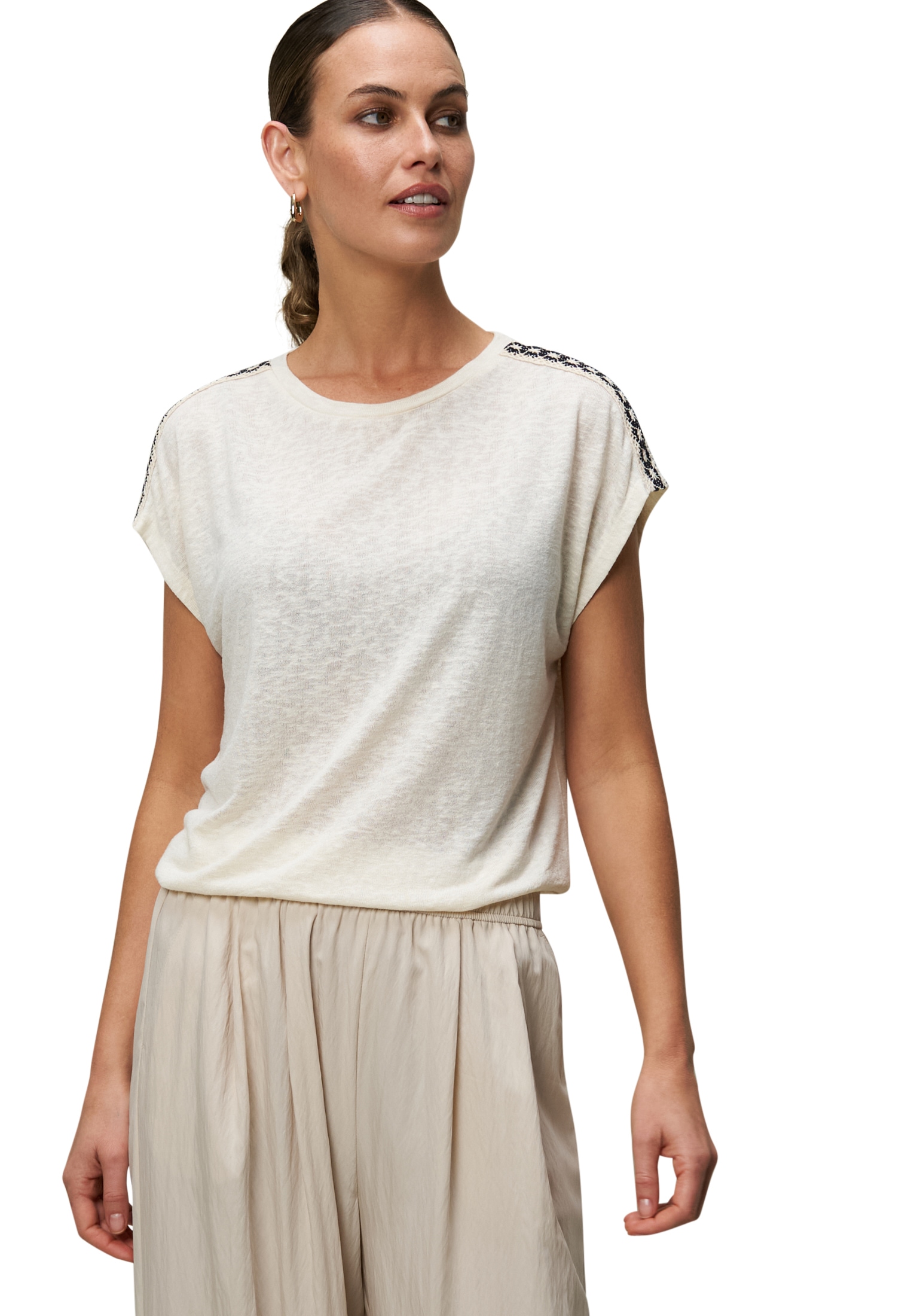 Zero Shirttop »Shirt mit Kontraststickerei«