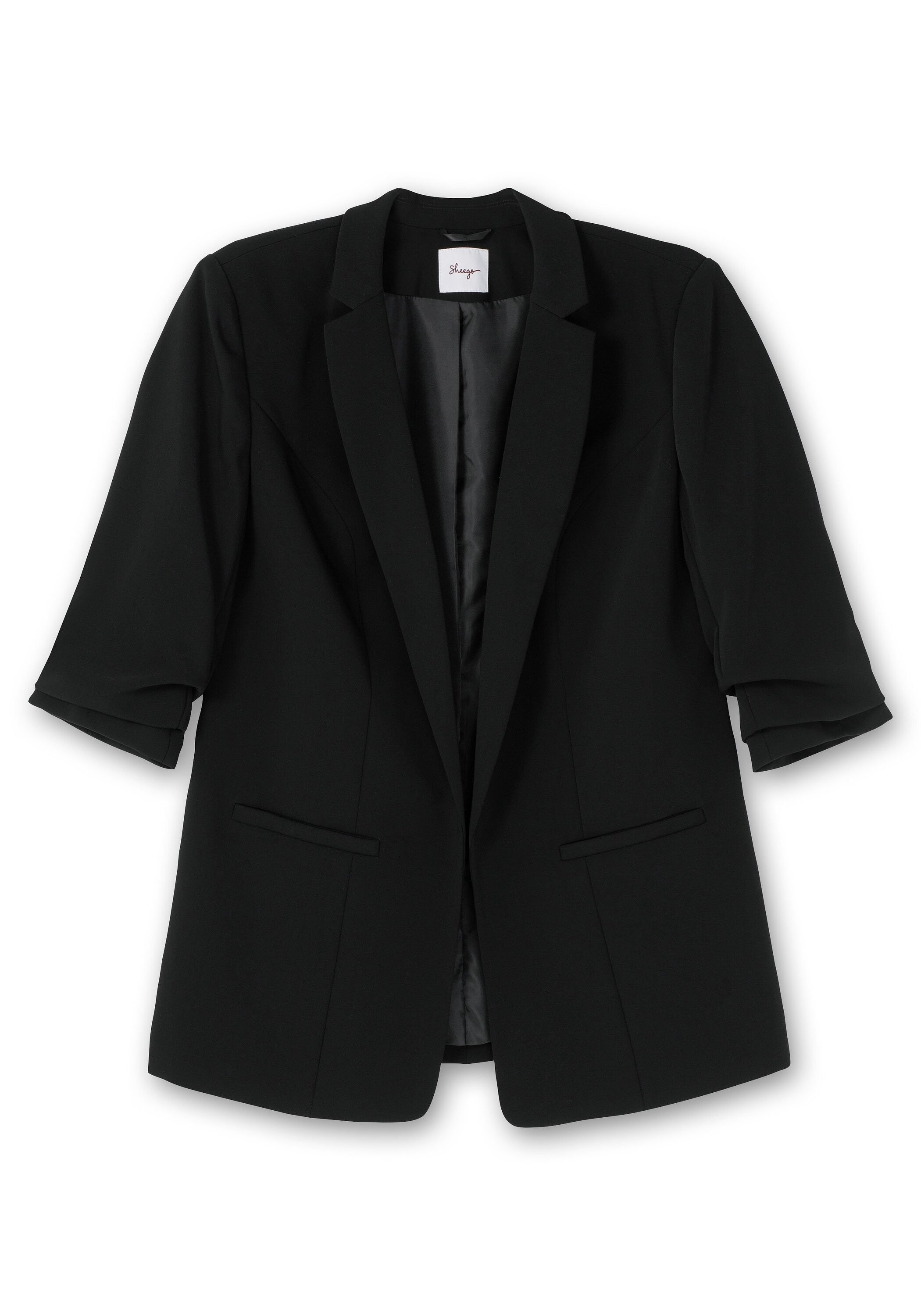 Sheego Longblazer »Verschlussloser Longblazer mit 3/4-Arm und fixierten Falten«