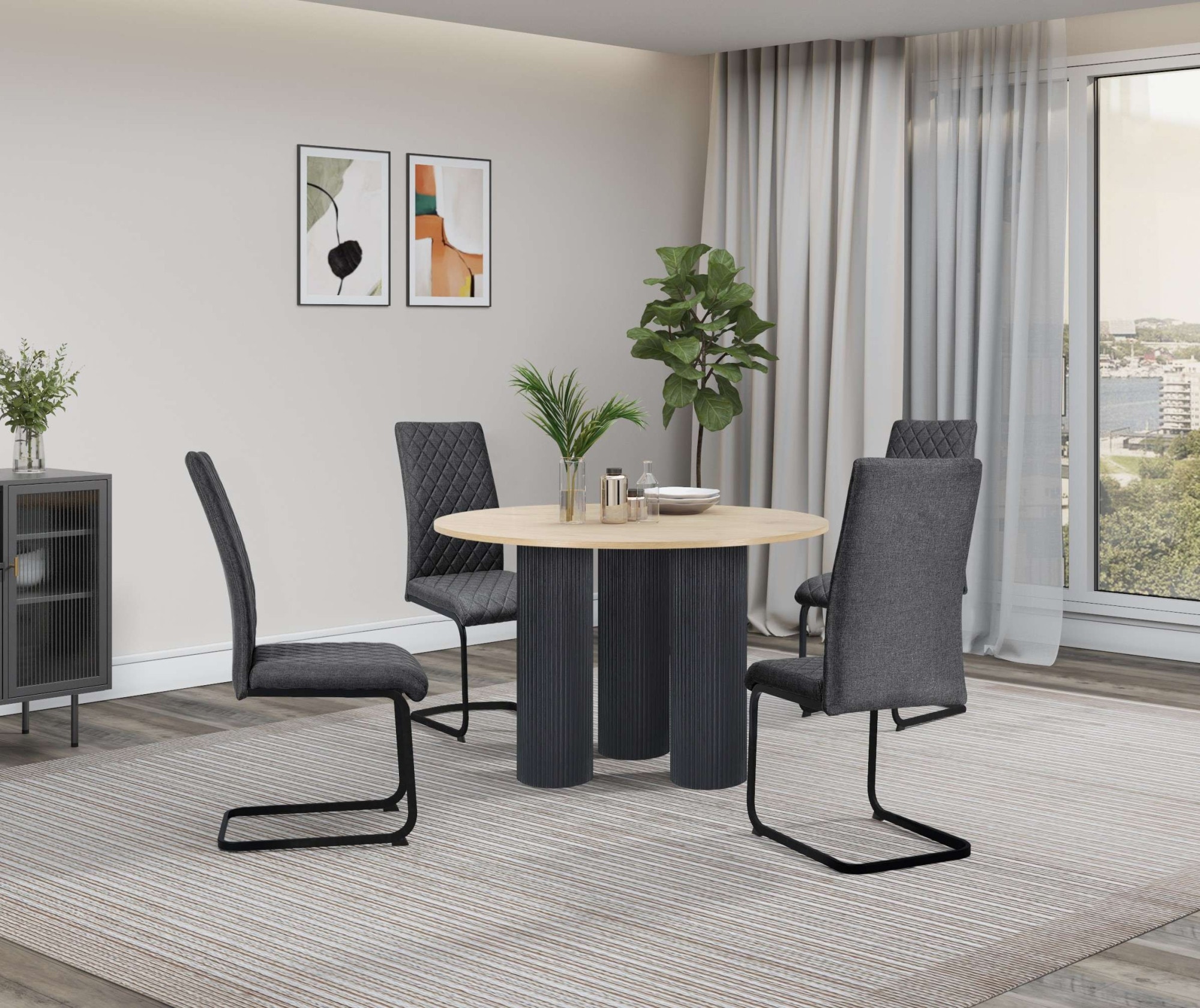OTTO home Esstisch »Mandan«, rund, 110x110 cm, 25 cm runde Beine mit Rillenstruktur, Höhe 76 cm