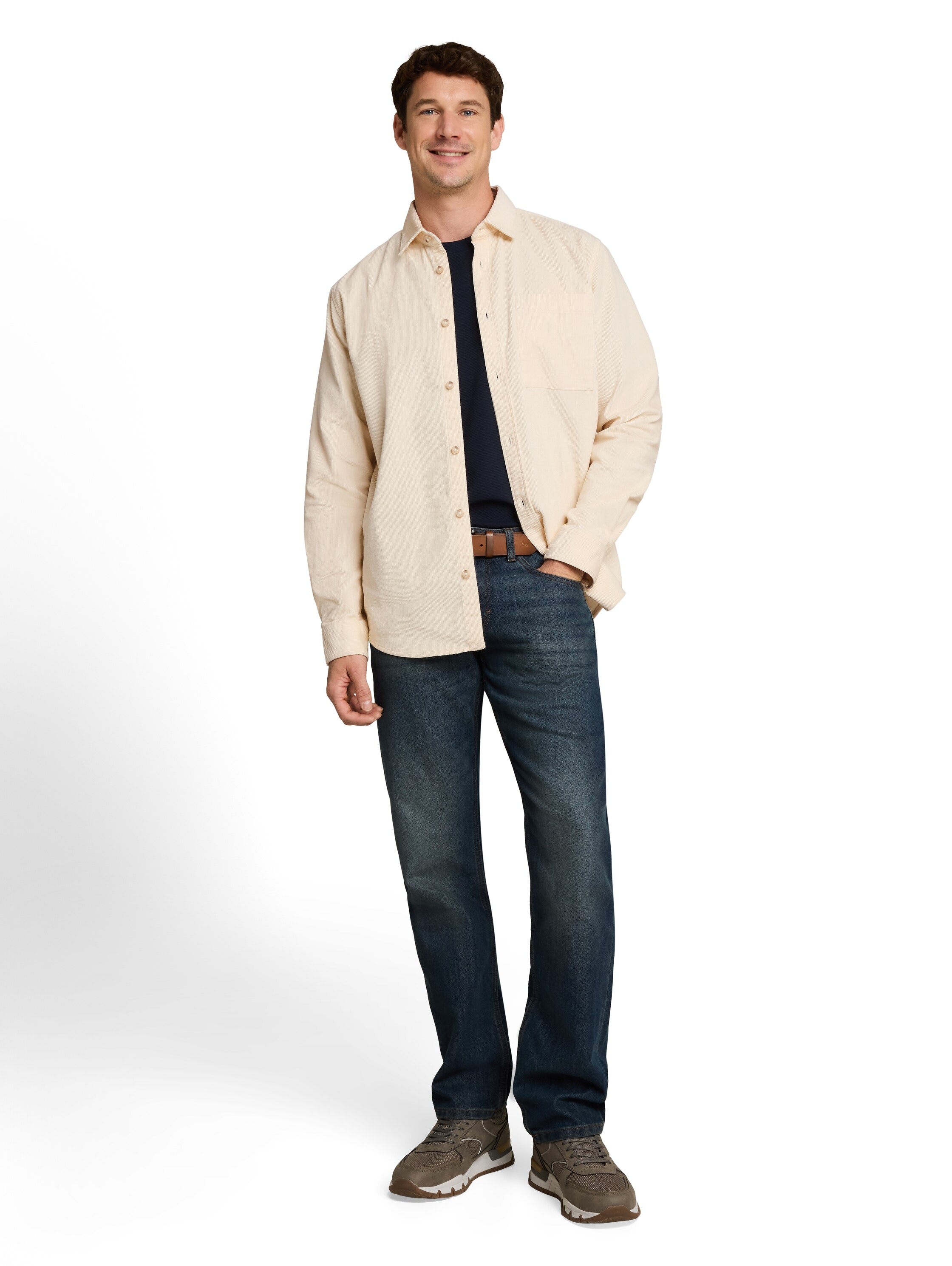 TOM TAILOR Langarmhemd aus weichem Cord / Knopfleiste