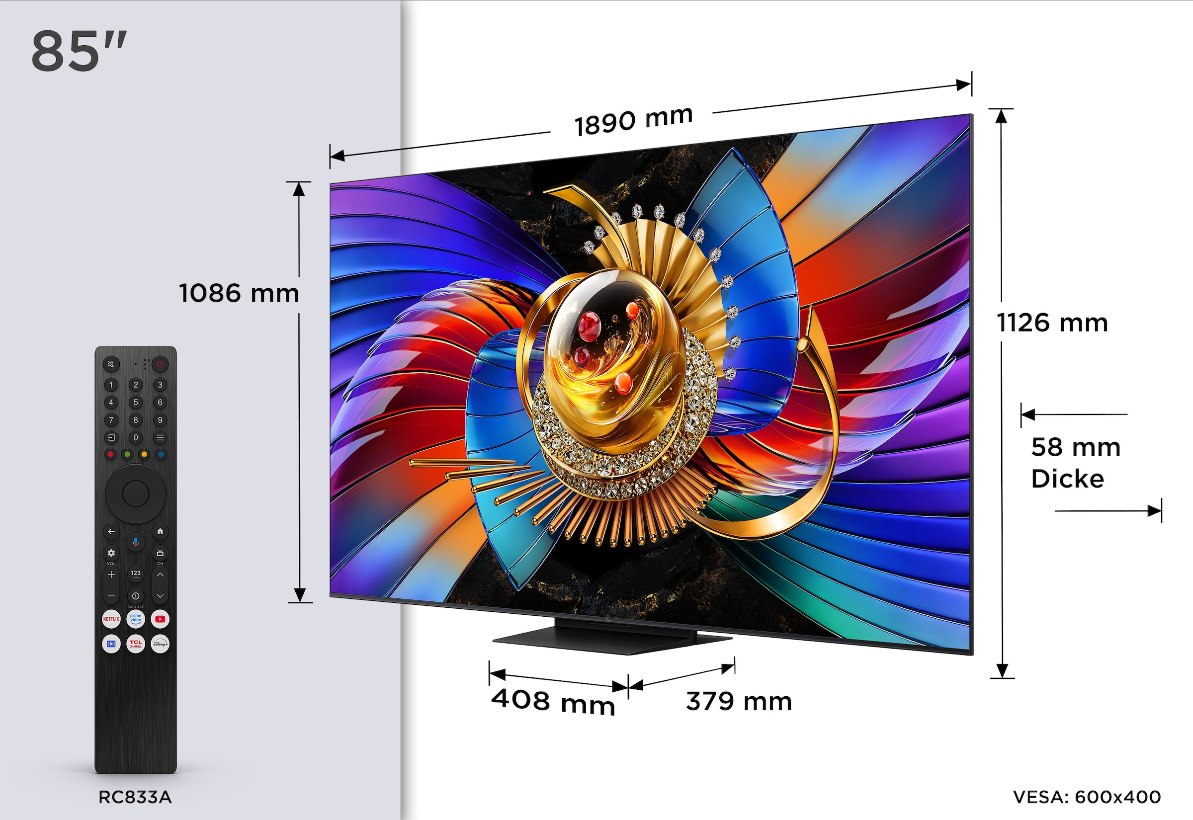 TCL QLED Mini LED-Fernseher »85Q7D ProX1« 215 cm/85 ″