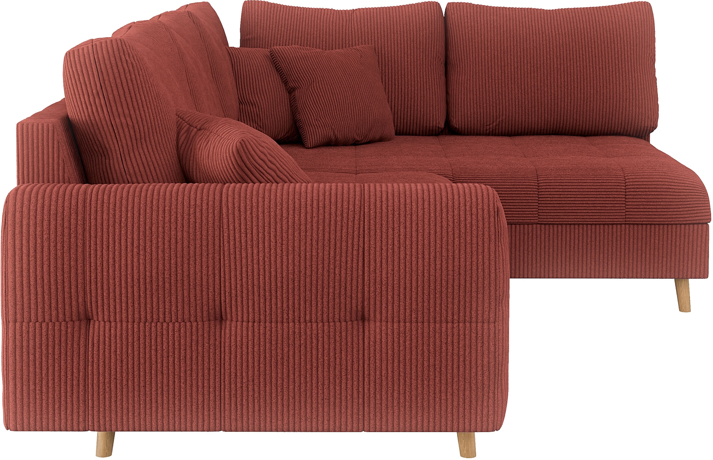 Home affaire Ecksofa »CHARRE L-Form mit Ottomane, Maße B/T/H: 231/161/81 cm«, feine Steppung, lose Rücken- und Zierkissen, auch in Cord und Bouclé