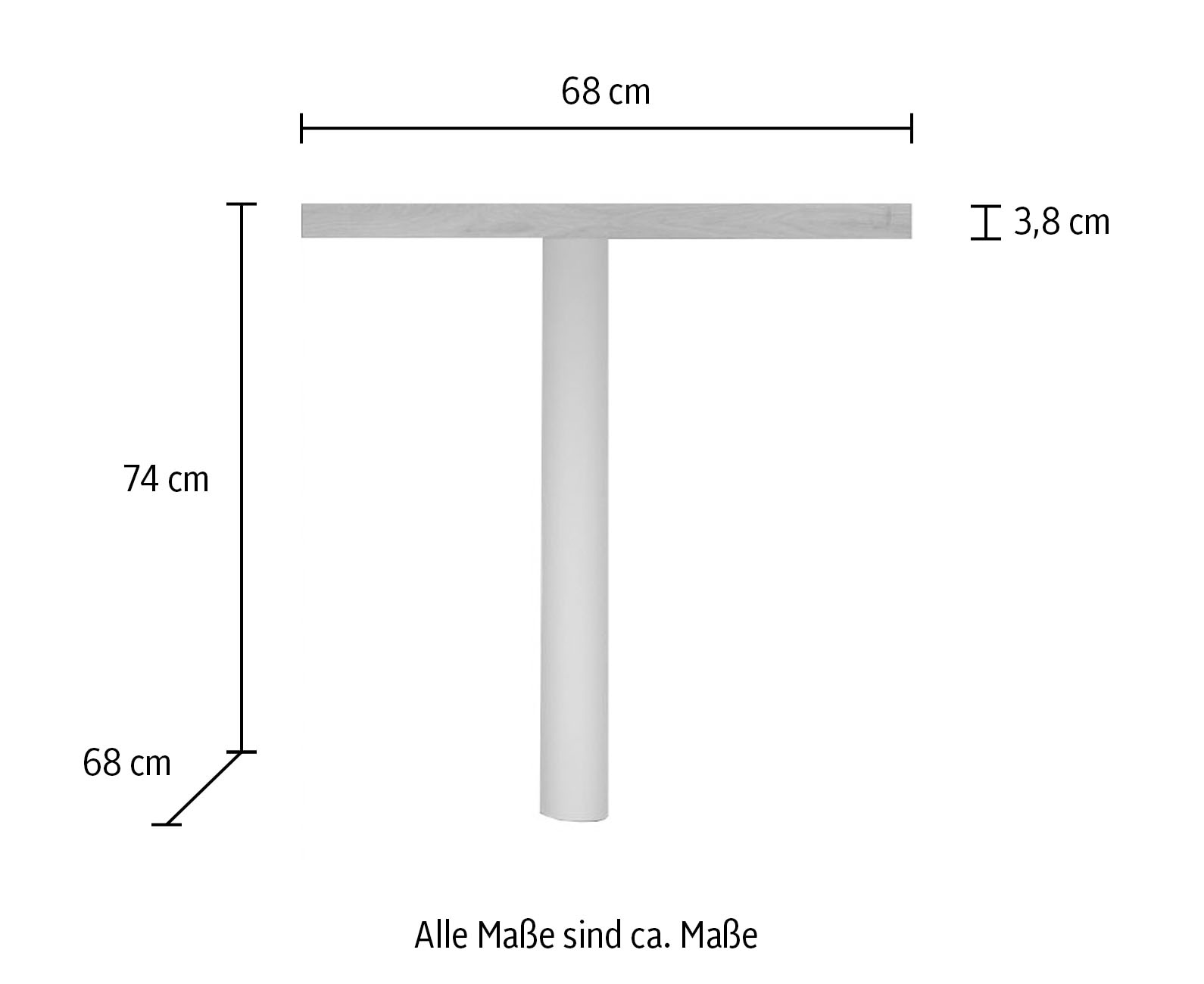 INOSIGN Tischelement »Easy, 68 x 68 cm, Verbindungstisch, Anbautisch, Eckverbindung« mit Stützfuß, Ecke abgerundet-Viertelkreis, Tischplatte 38 mm stark
