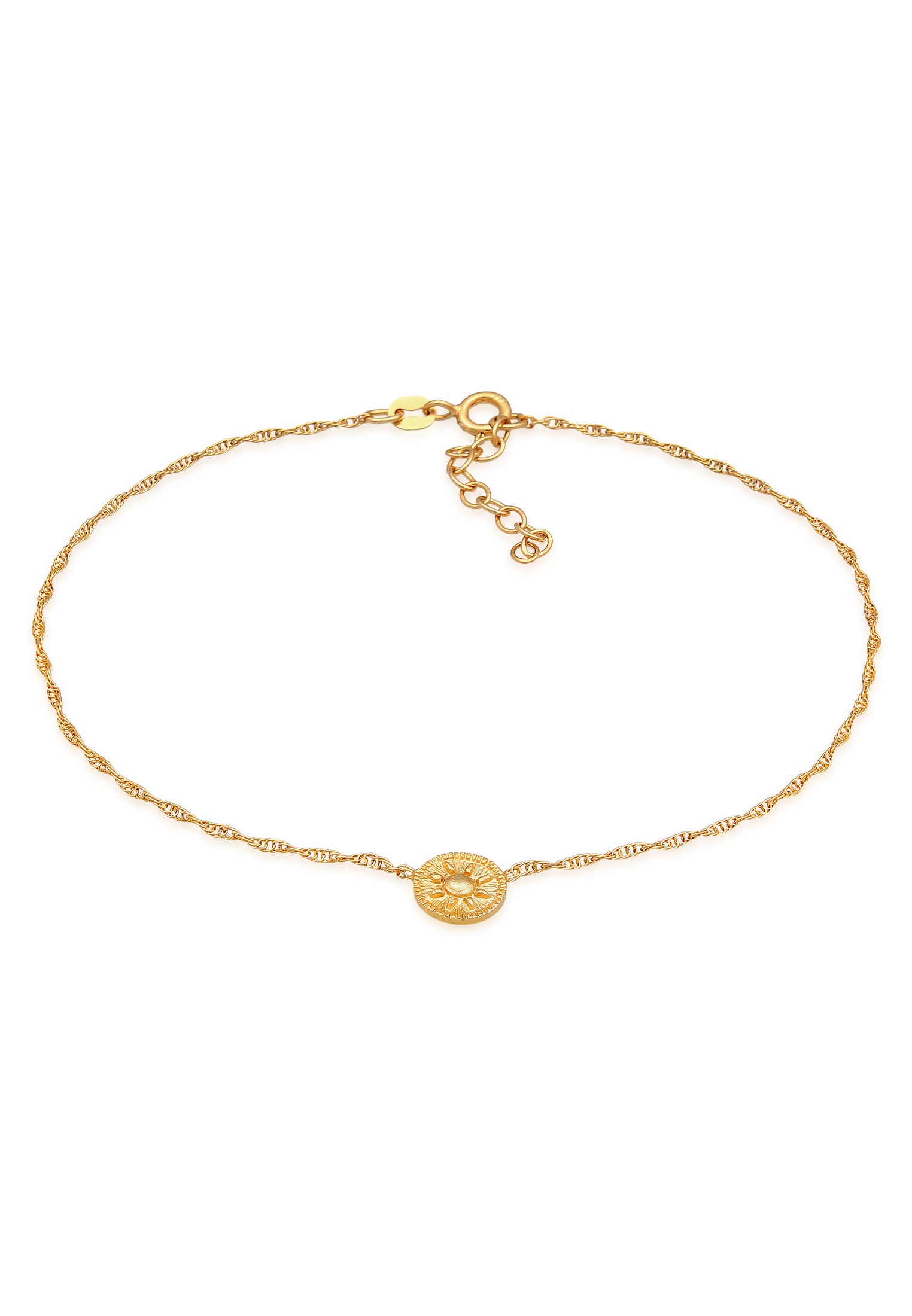 Elli Fußkette »Fußschmuck Sonne Coin Kordelkette 925 Silber«