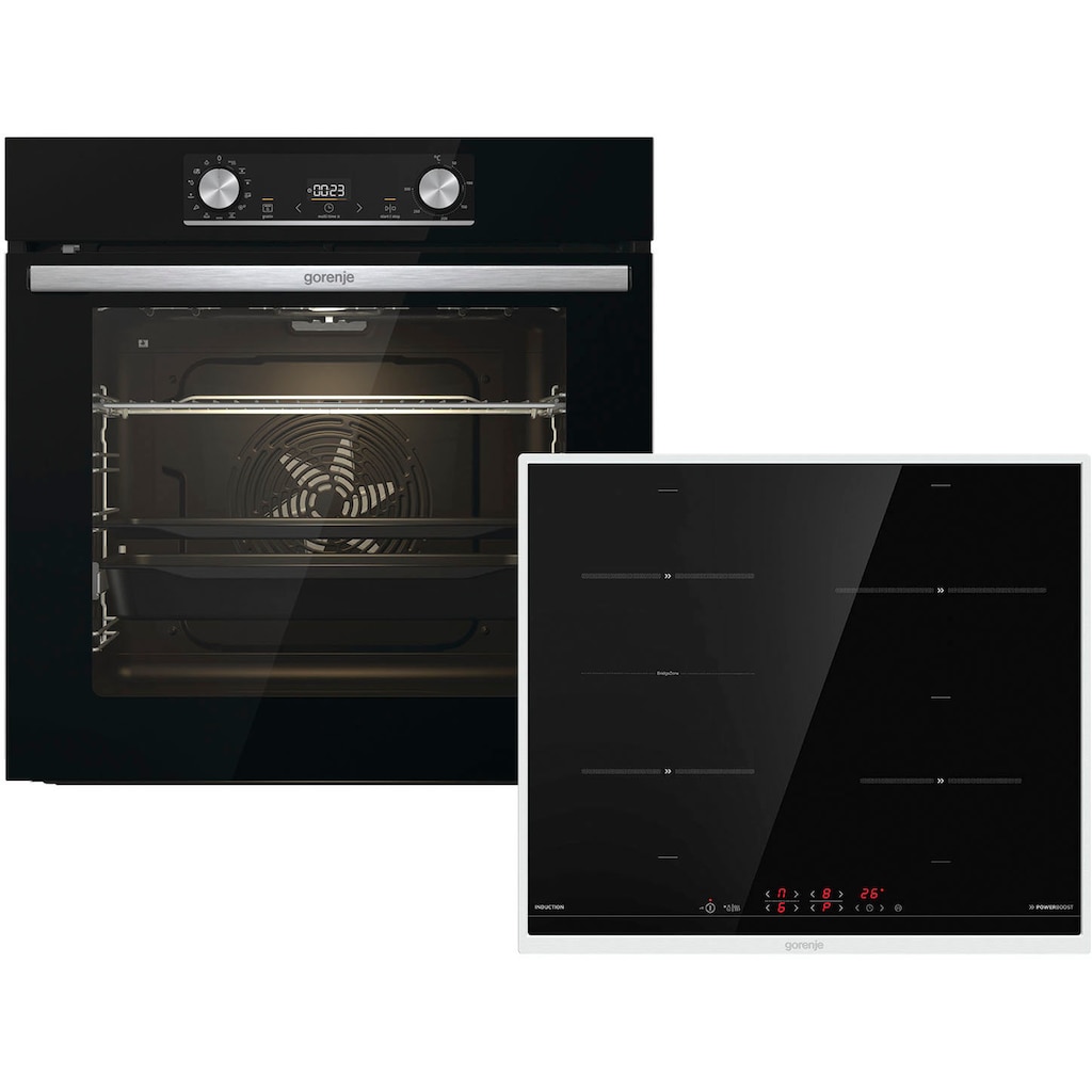 GORENJE Backofen-Set »Black/Steel Steam Pyro Set«, BPSX6737E06BG, mit 1-fach-Teleskopauszug, Pyrolyse-Selbstreinigung, (Set)