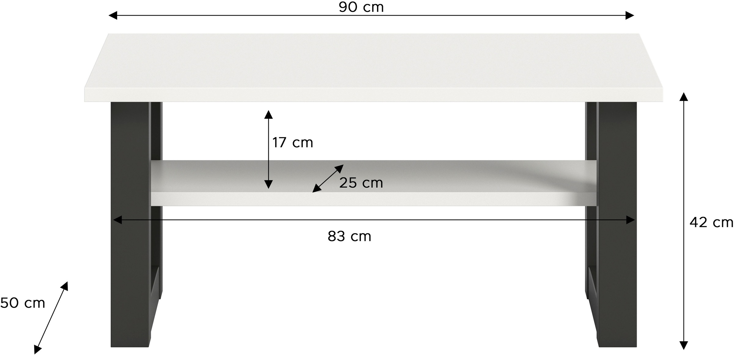 INOSIGN Couchtisch »Rail, Breite 90 cm, mit Ablageboden, inklusive Kufengestell«, Wohnzimmertisch, Beistelltisch