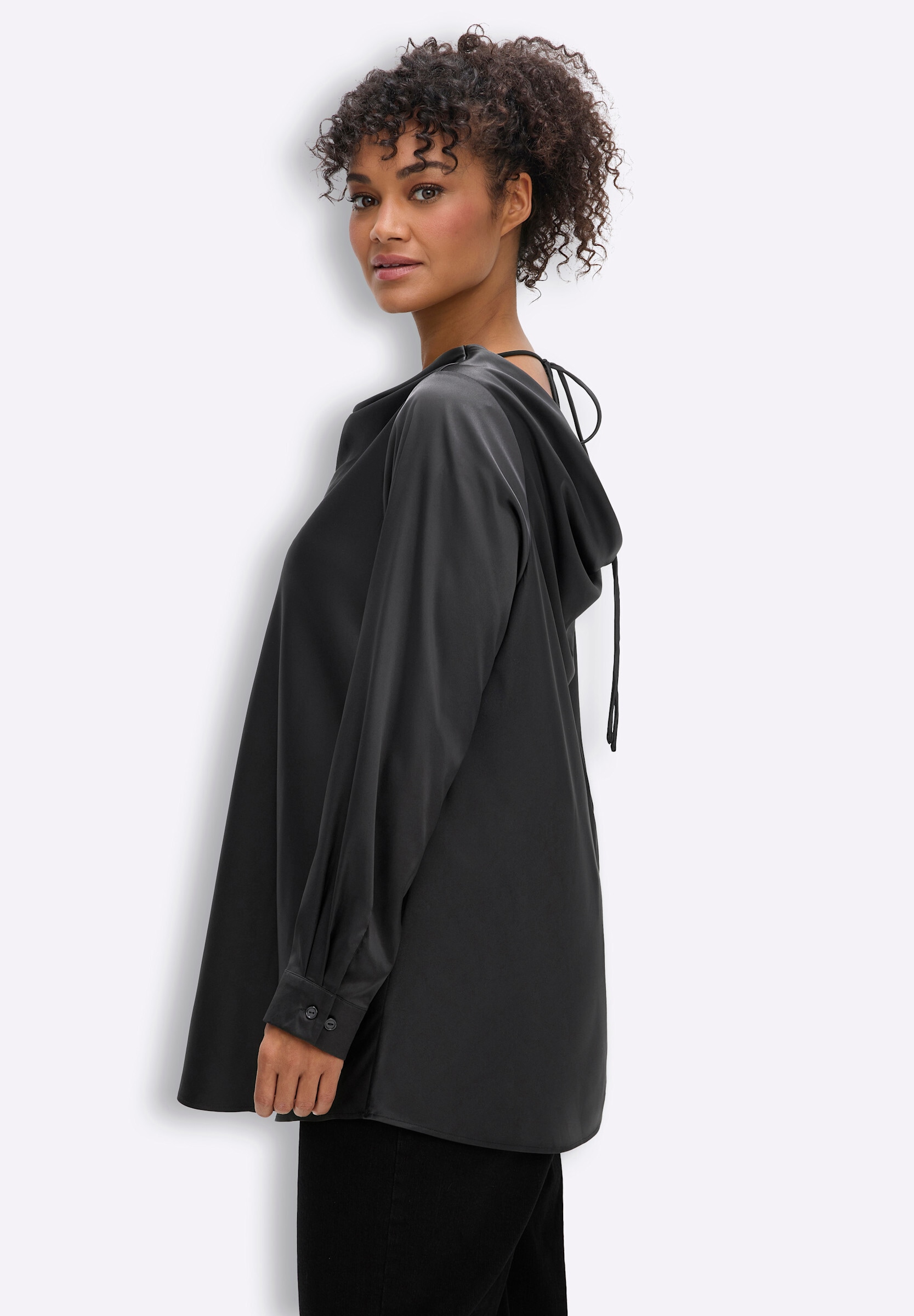 Sheego Longbluse »Tunika Tunika mit Wasserfall-Ausschnitt«