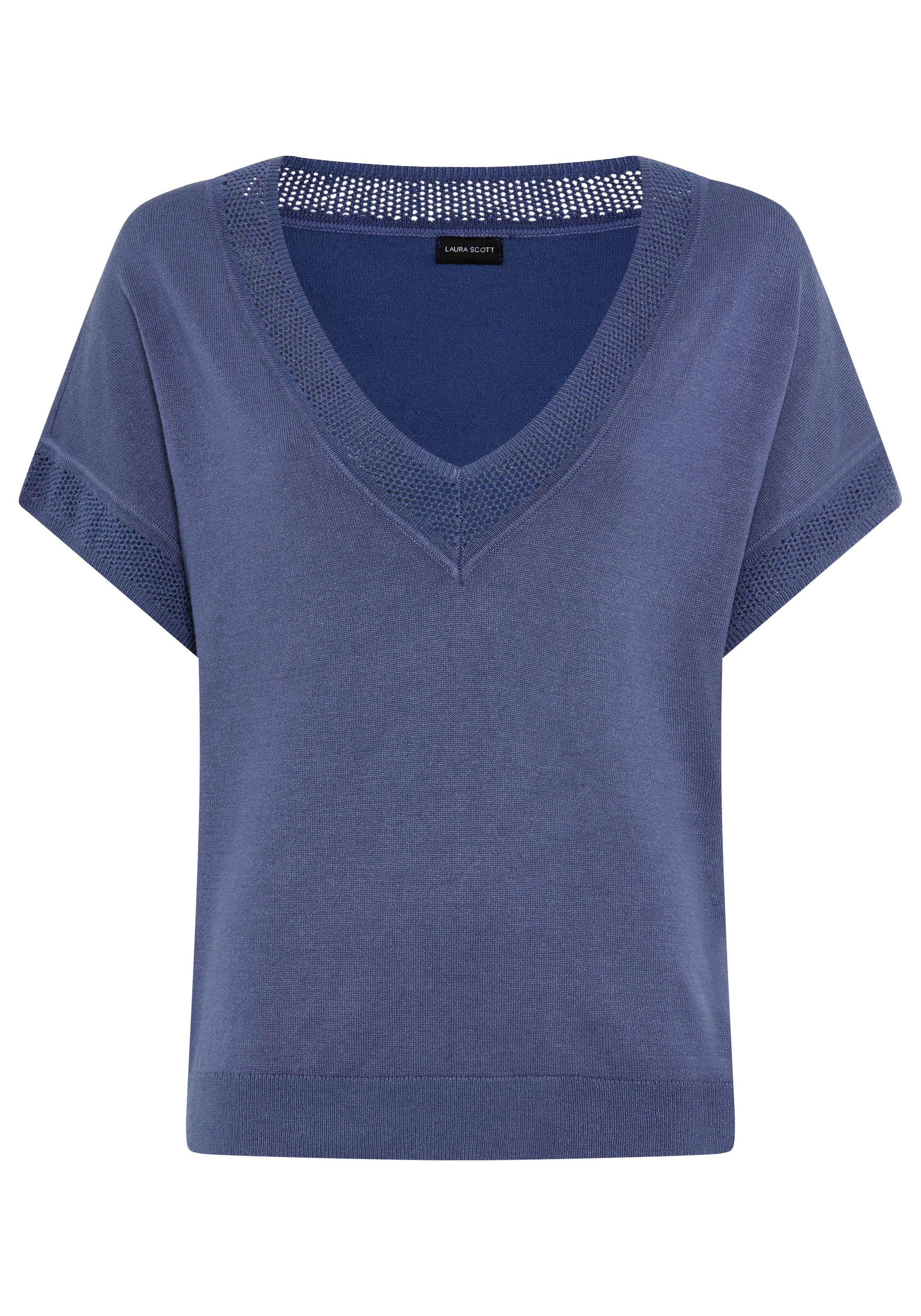 Laura Scott Kurzarmpullover mit sommerlichem Ajourmuster