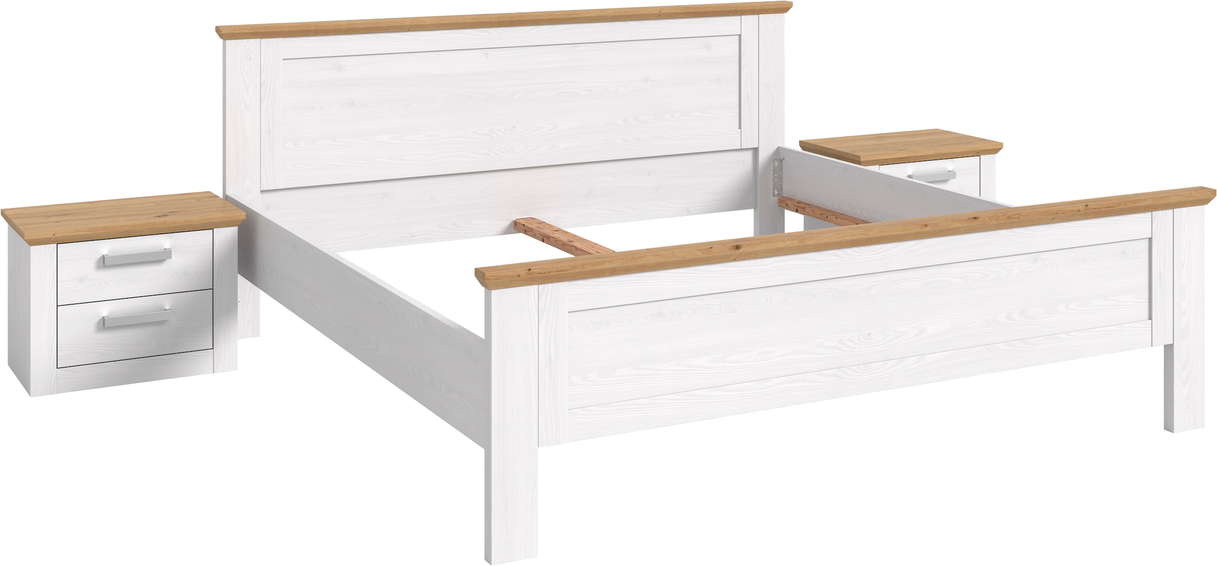 Home affaire Schlafzimmer-Set »COSENZA, TOPSELLER!, 3-teilig., best. aus: Bettgestell & 2x Nachttisch« Matratzengröße 180x200 cm, viel Stauraum, ohne Lattenrost & Matratze, 3 tlg. tlg.