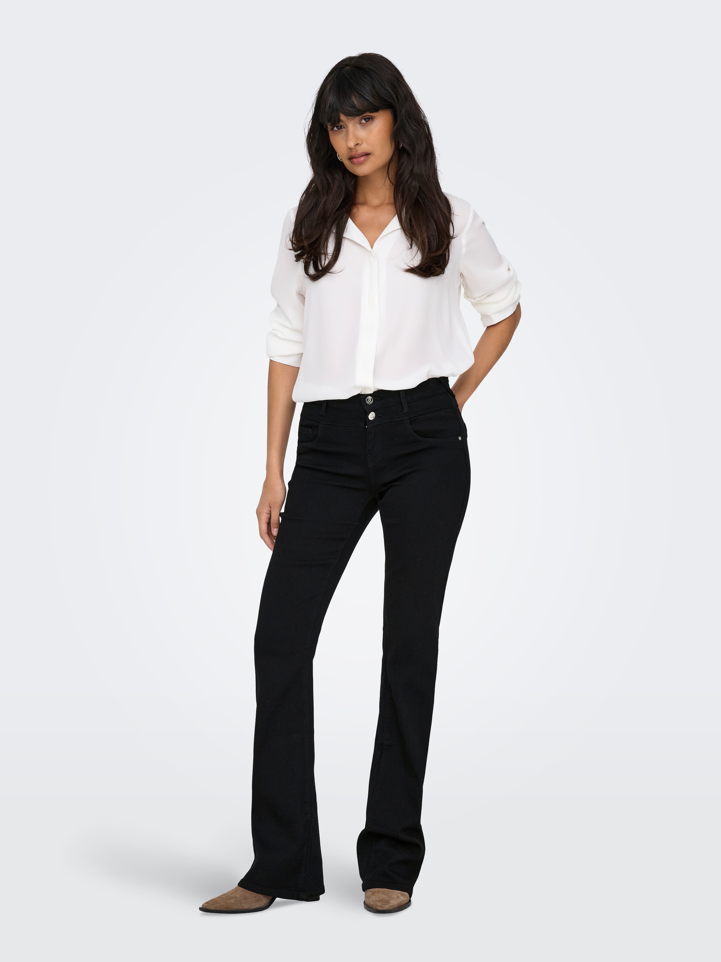 ONLY Bootcut-Jeans »ONLRAIN MID FRONT YOKE FLARED DNM BOX X«