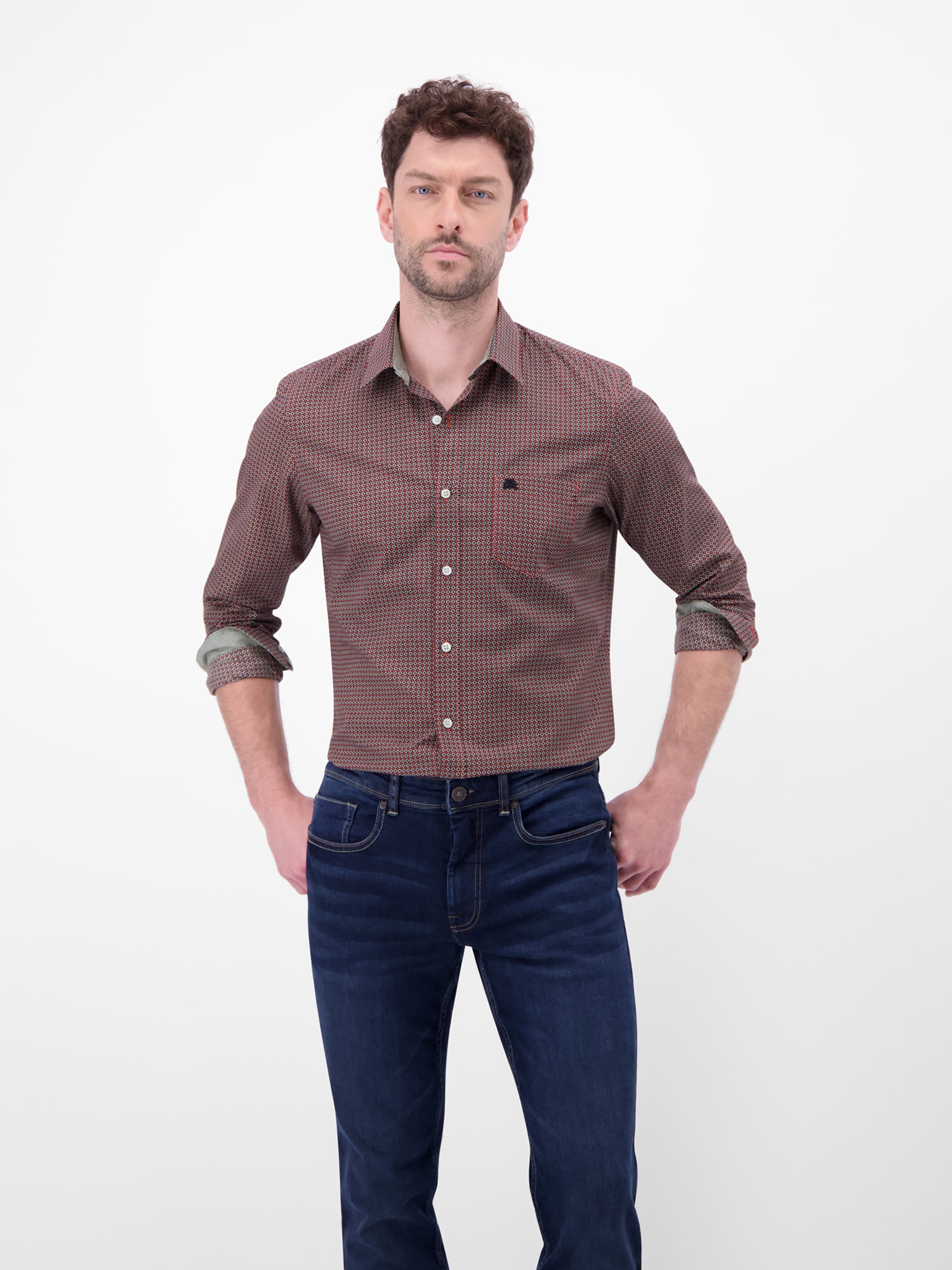 LERROS Langarmhemd »LERROS Langarmhemd mit Karomuster aus 100% Baumwolle«