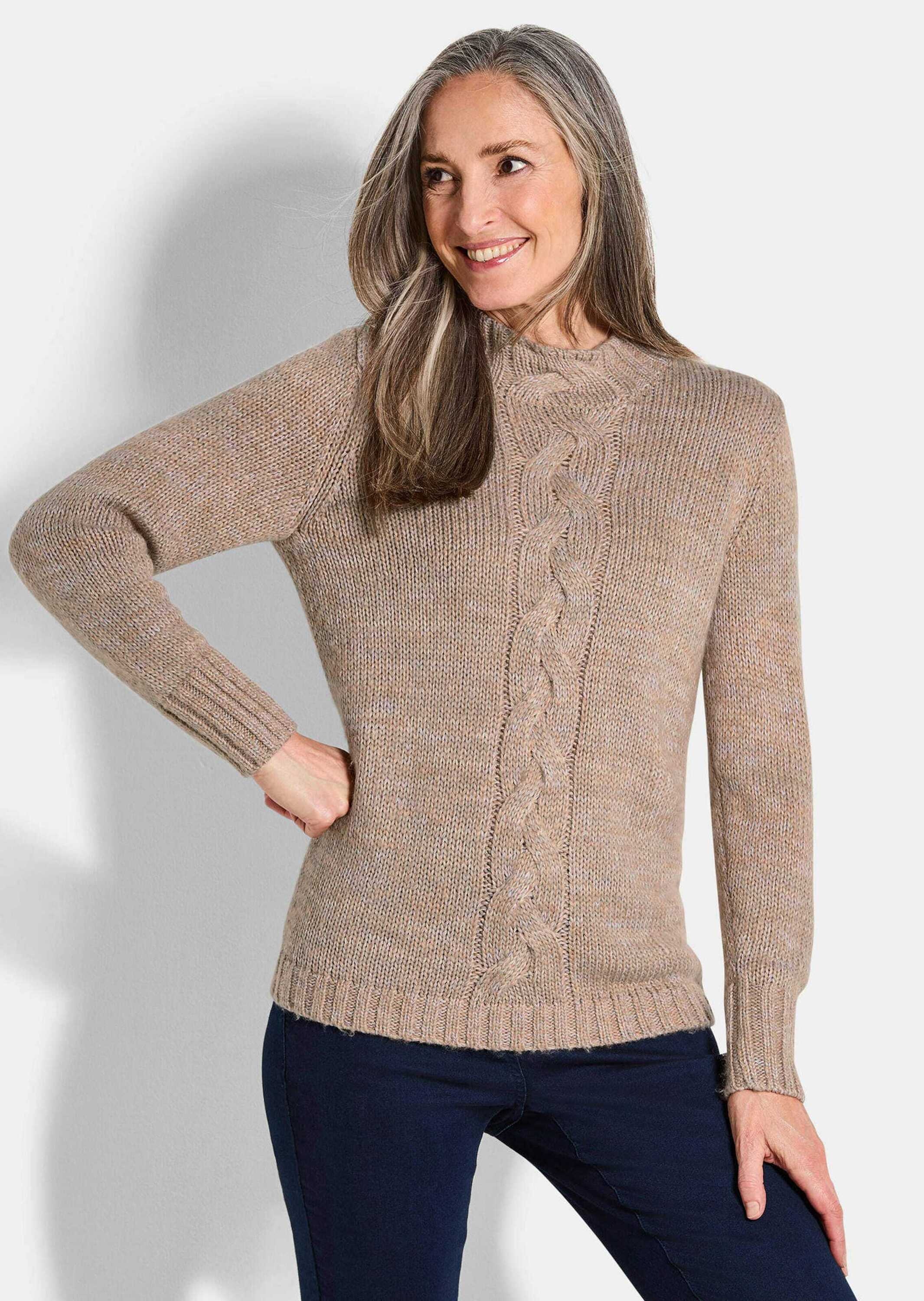 GOLDNER Rundhalspullover »Strickpullover mit Zopfstrick«