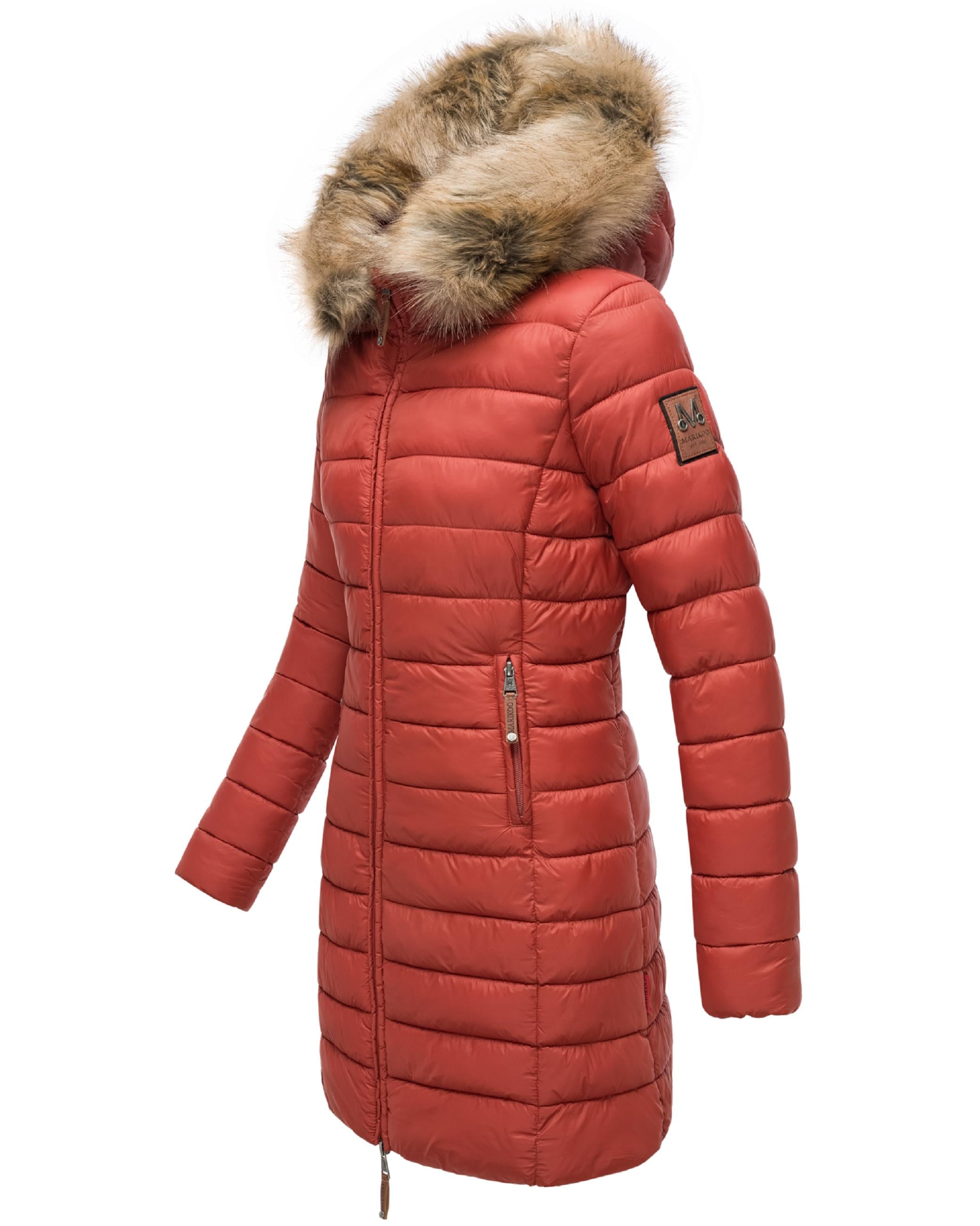 Marikoo Steppmantel »Steppmantel Rose-Stepp«, zeitloser Winterparka mit großer Kunstfellkapuze
