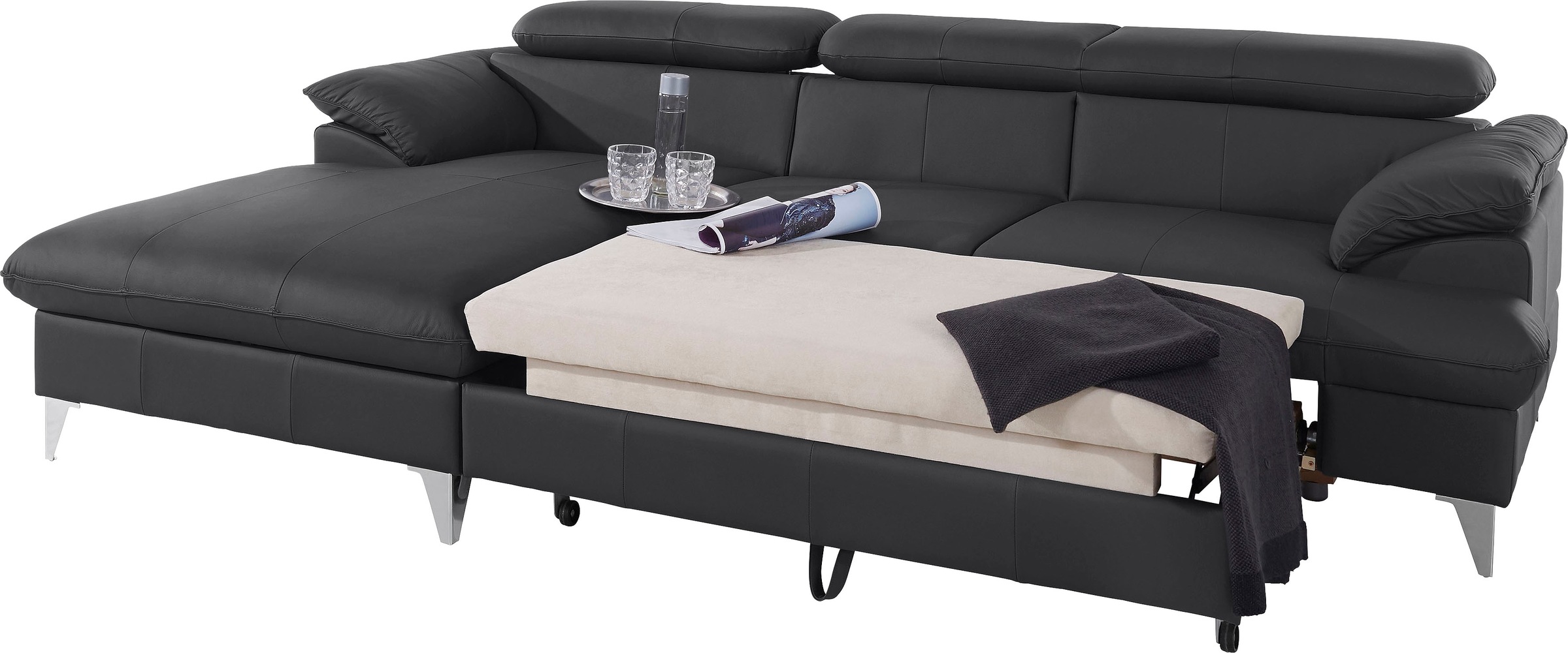 COTTA Polstergarnitur »Caluso L-Form«, (2 tlg.), Set bestehend aus: Ecksofa mit Kopfteilverstellung & Hocker