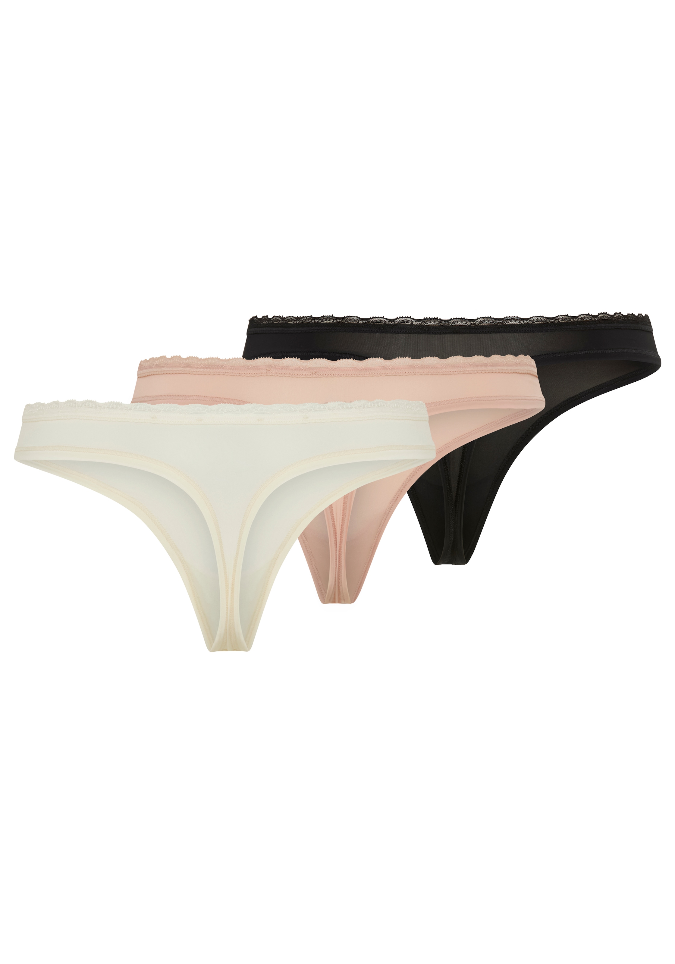 HUGO Underwear String »TRIPLET MICRO« 3 Stk. mit niedriger Bundhöhe und tonalem Spitzenbesatz