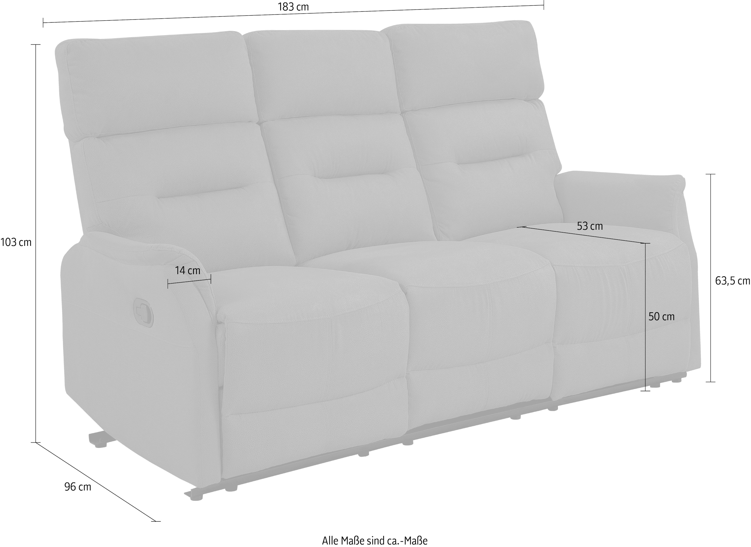 ATLANTIC home collection 3-Sitzer »Falk«, Zwei Relaxfunktionen, klappbare Konsole mit Getränkehalter