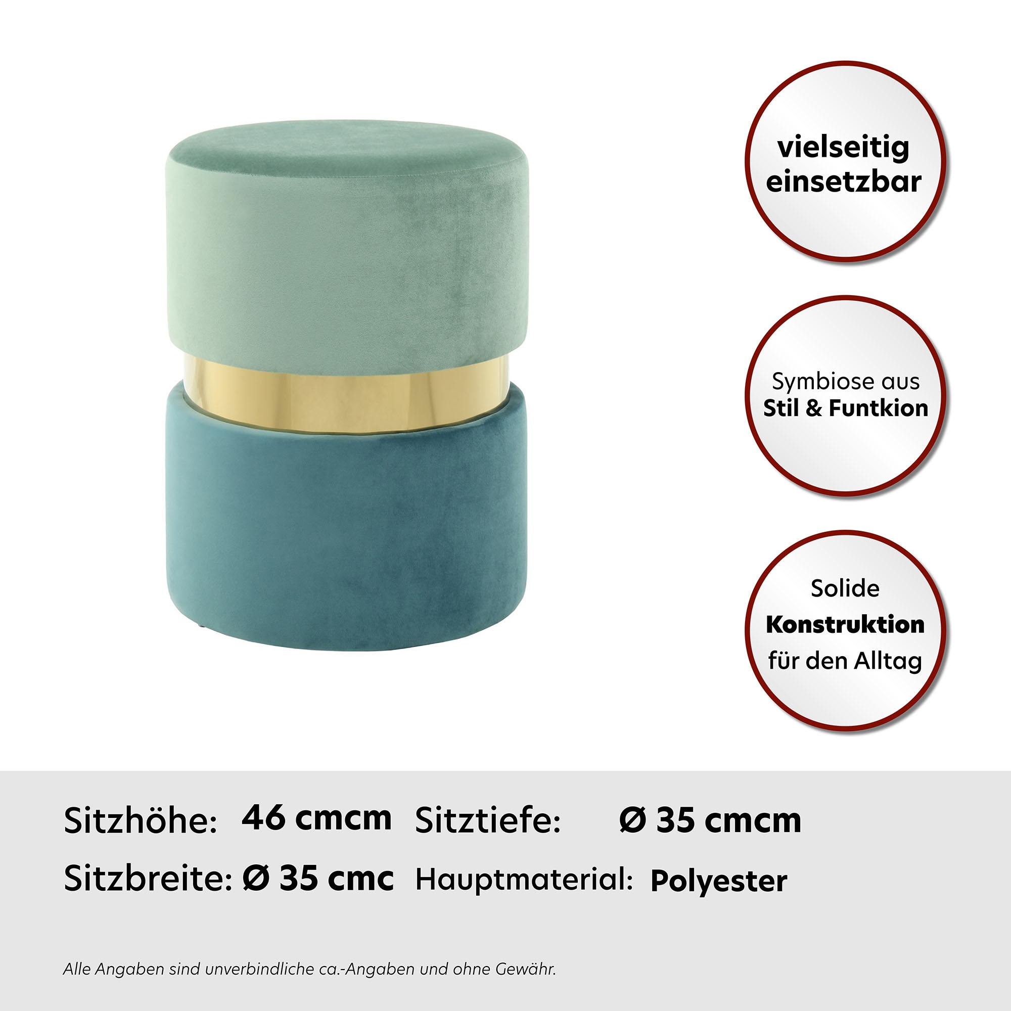 Kayoom Sitzhocker »Hocker Gipsy 825, stilvoller Sitzhocker, runde Form, stilvolles Design« 1 Stk. tlg. samtweich, platzsparend, vielfältig einsetzbar, weiche Polsterung