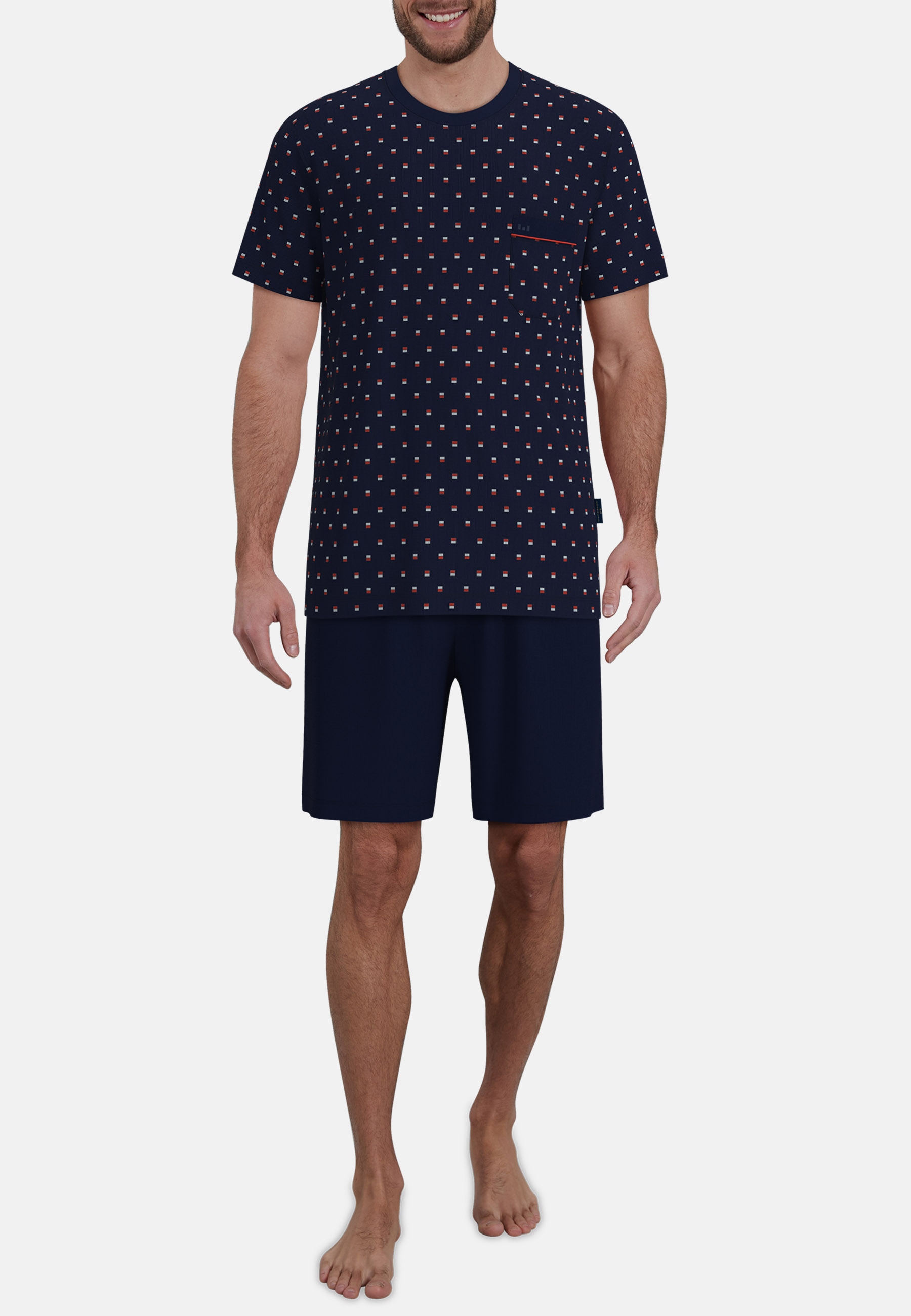 GÖTZBURG Shorty »Glasgow« kurz, gemustert, Rundhalsausschnitt, mit Brusttasche, Baumwollmix