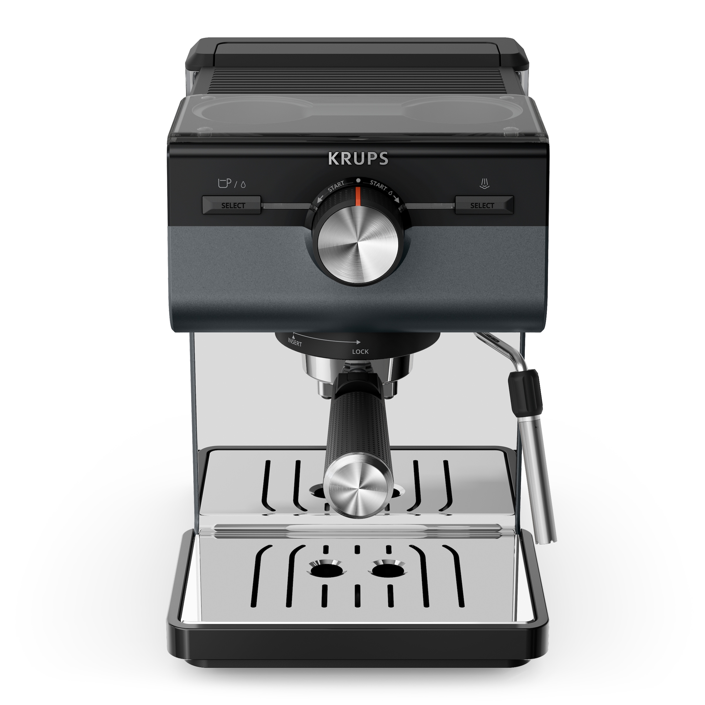 Krups Espressomaschine »XP384G Authentic+, Siebträger«, intuitives Bedienfeld, Milch-Aufschäumdüse, 3 Siebeinsätze