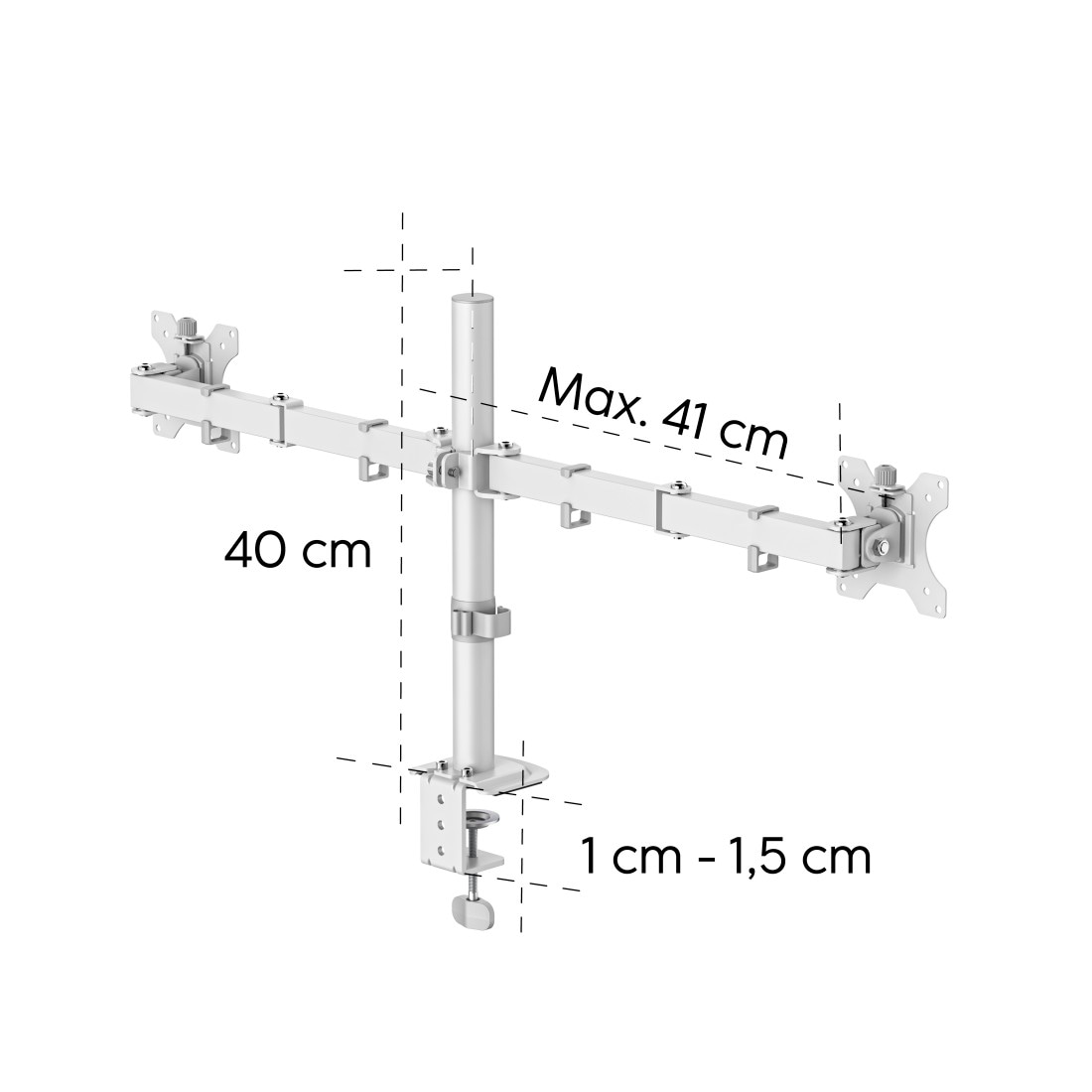 Hama Monitor-Halterung »Doppelmonitorhalterung höhenverstellbar für 13-35 Zoll« bis 89 cm Zoll 2 Monitore, 360° Rotation, VESA, Kabelmanagement, ausziehbar