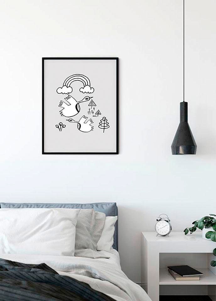 Komar Bild »Scribble Birdy«, Tiere, (1 St.), Wandbild zur Dekoration - ohne Rahmen