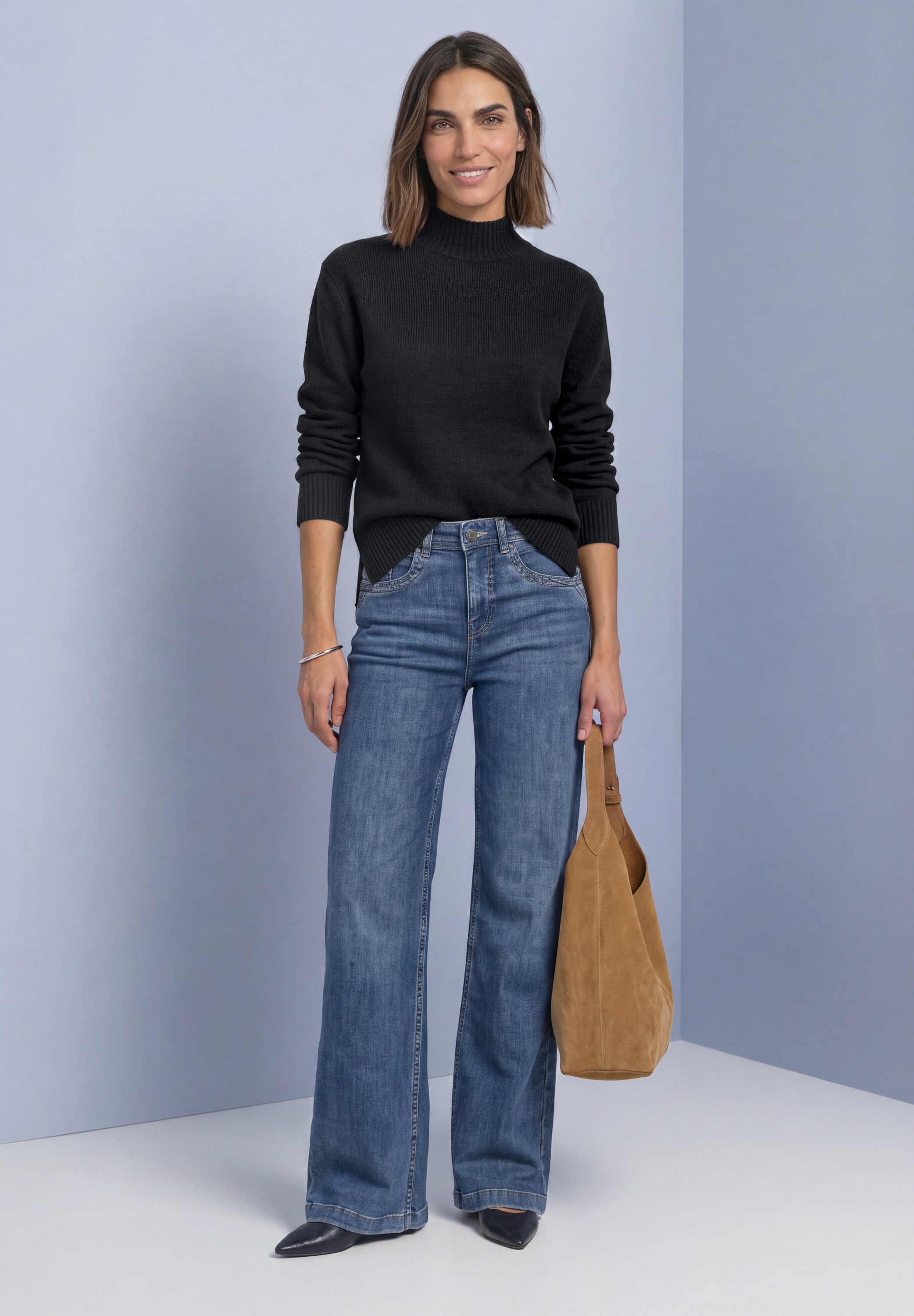 STREET ONE Strickpullover Mouliné Pullover mit Turtle Neck