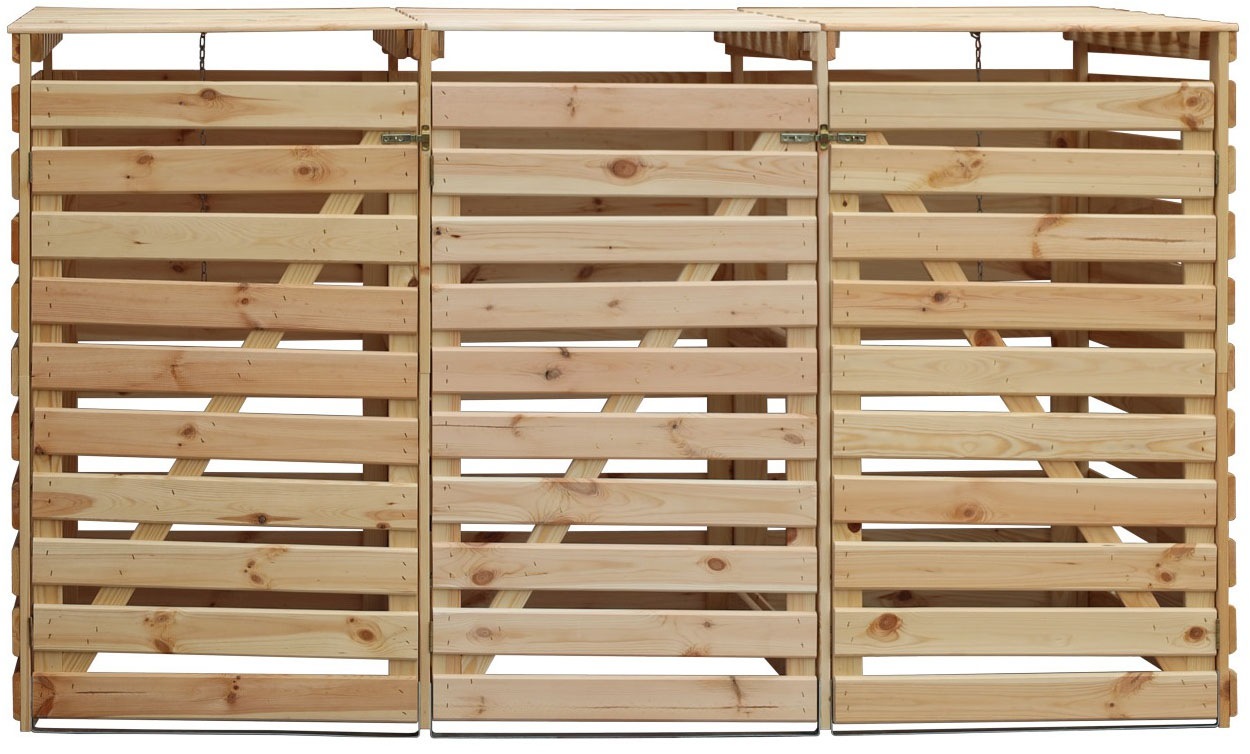 promadino Mülltonnenbox »Vario V«, für 3 x 240 l, holzfarben