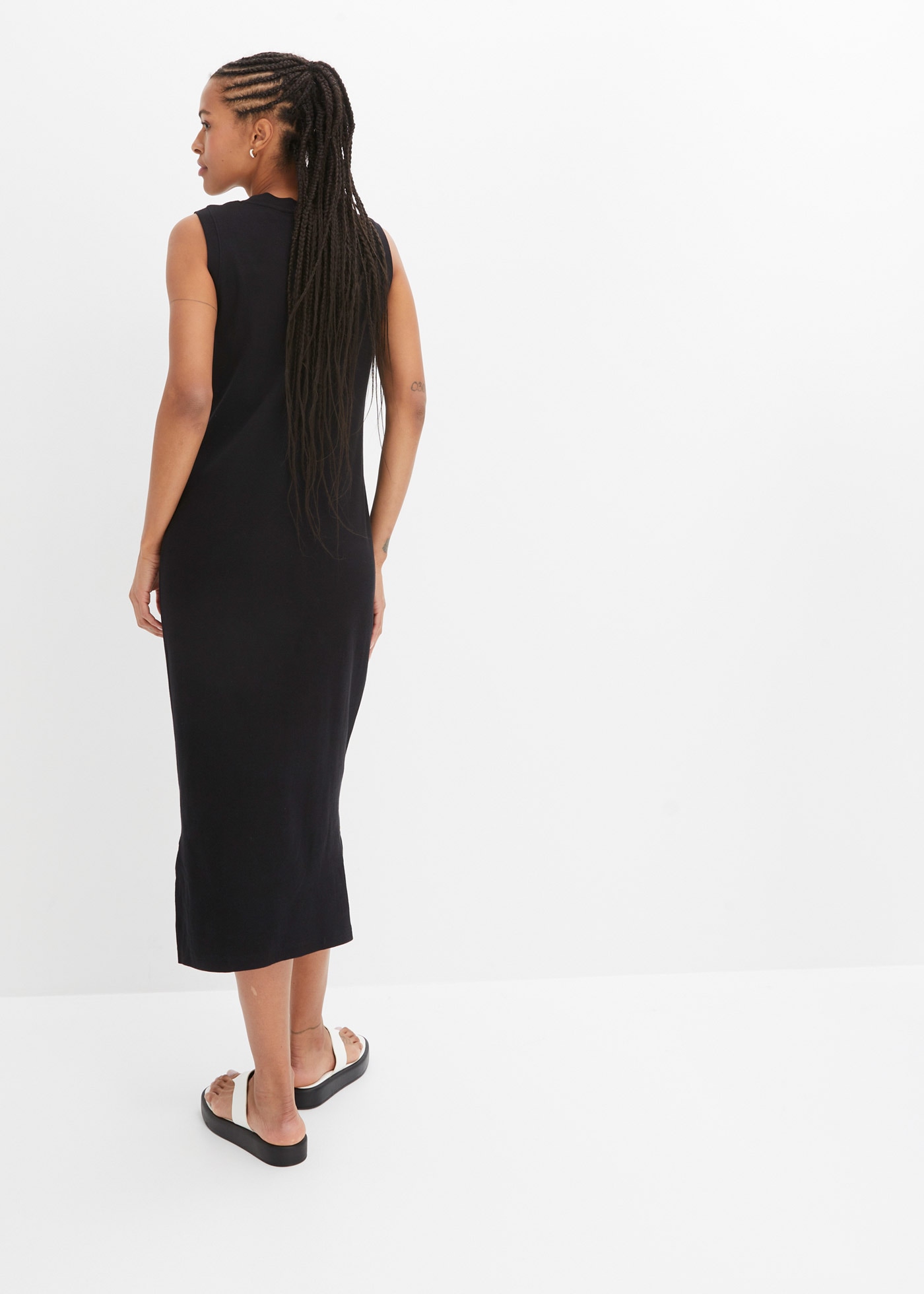 bonprix Jerseykleid aus Rippjersey, mit rundem geripptem Halsausschnitt, ohne Ärmel