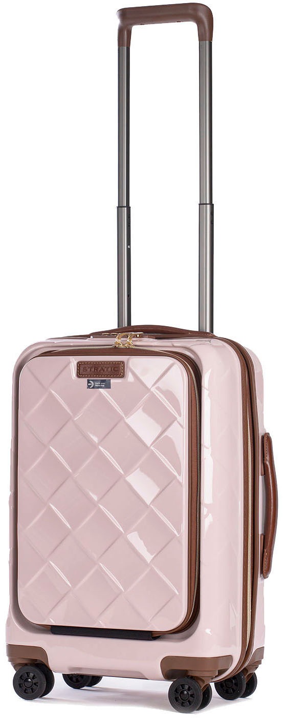 Stratic Hartschalen-Trolley »Leather&More S mit Vortasche, rose«, 4 Rollen, Handgepäck Reisekoffer Reisegepäck TSA-Zahlenschloss