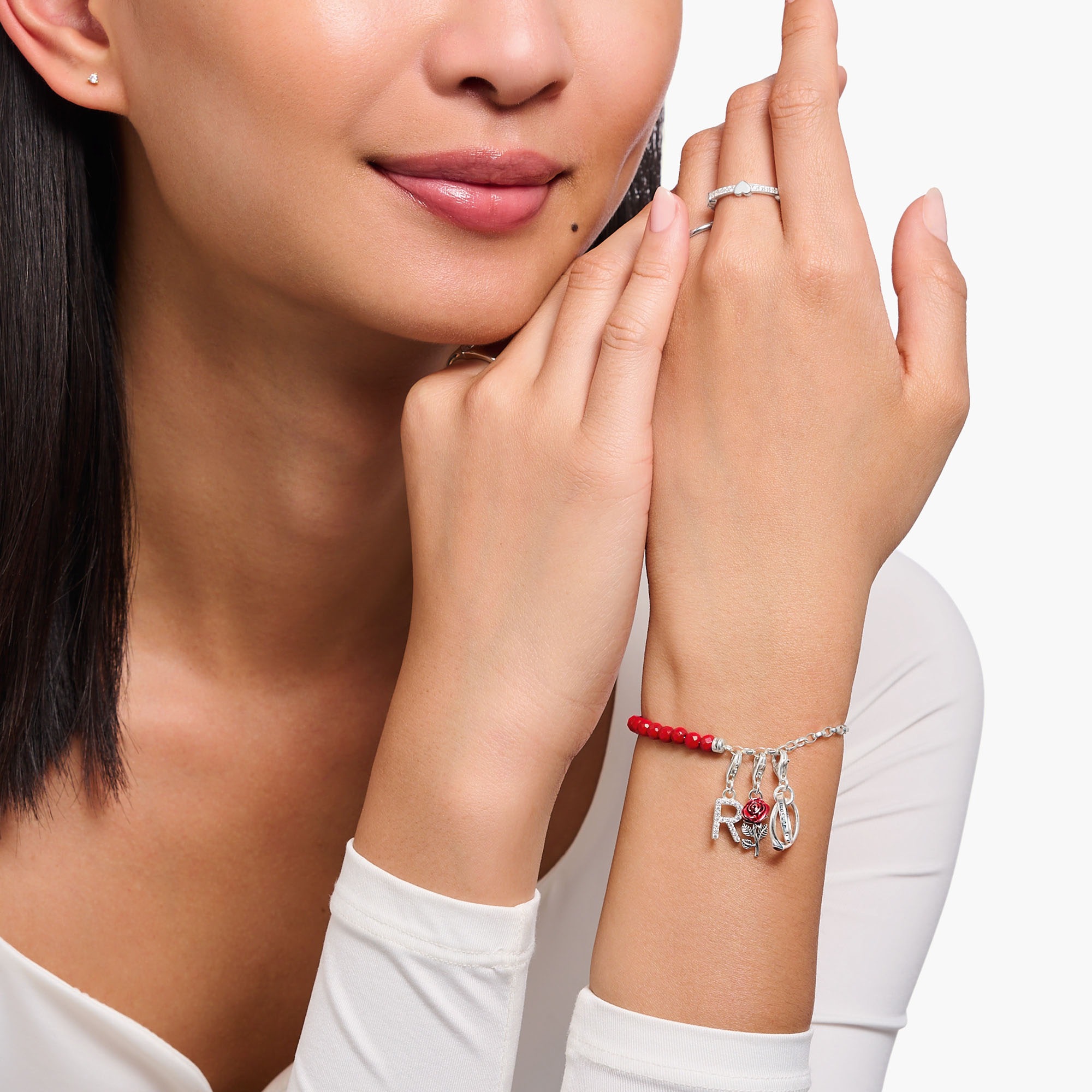 THOMAS SABO Charm-Armband »imit. Malachit oder imit.Korelle, A2130-007-10-L19v, A2130-140-6-L19V«, mit imit. Koralle oder imit. Malachit