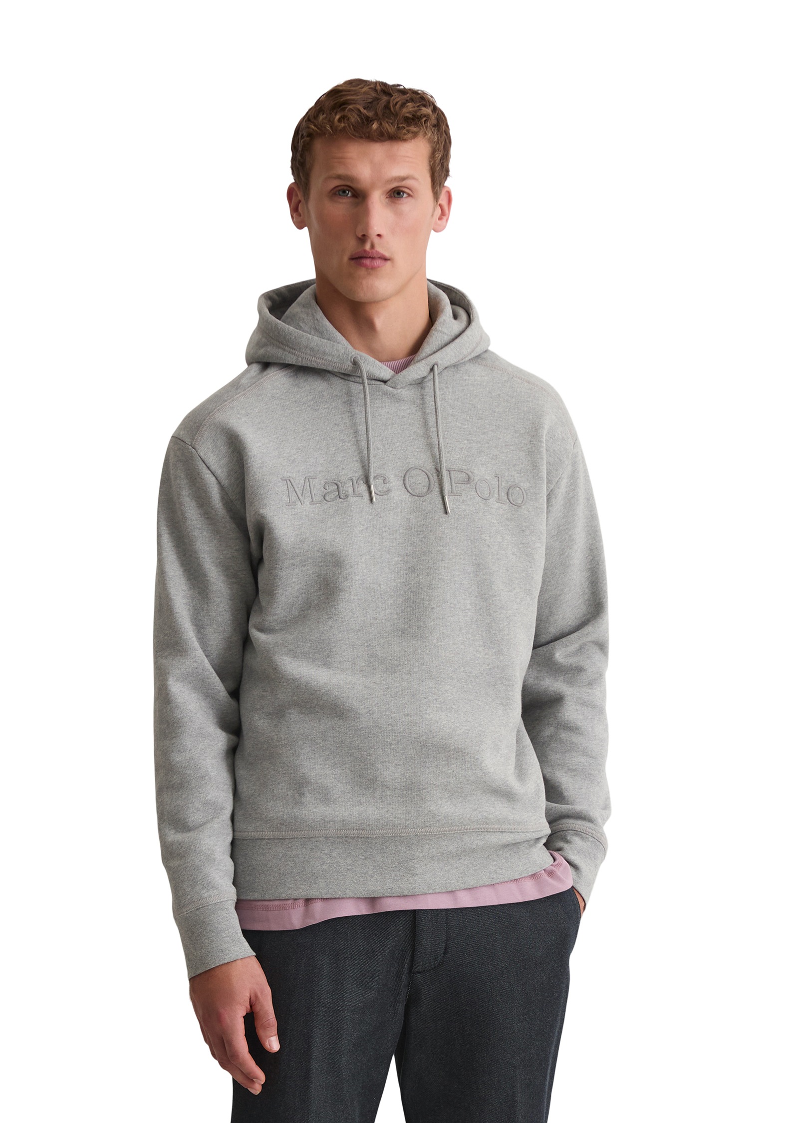 Marc O'Polo Hoodie »relaxed fit aus weicher Bio-Baumwolle«, Ton-in-Ton Stickerei auf der Brust
