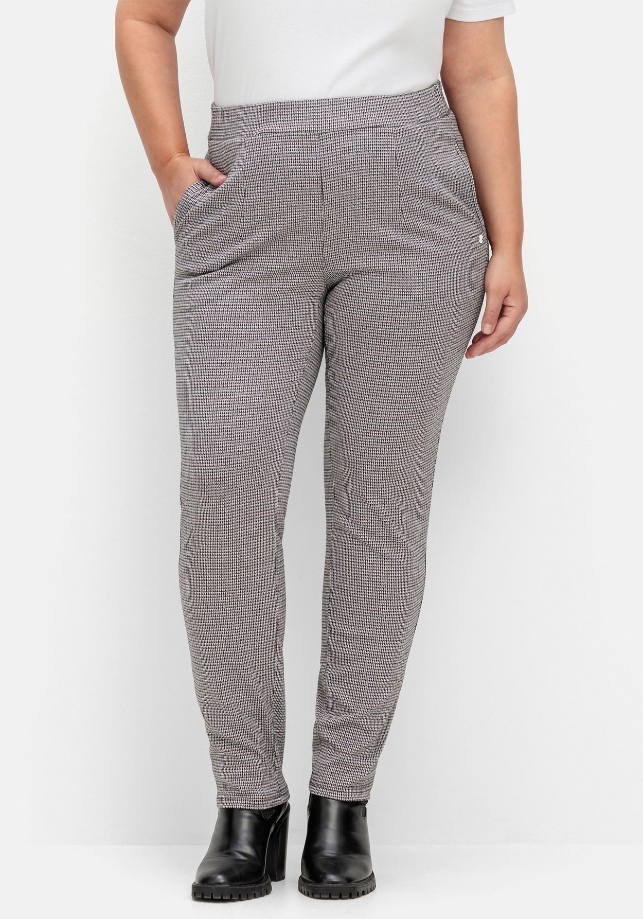 Sheego Stretch-Hose »Hose mit Karomuster und Stretchbund«