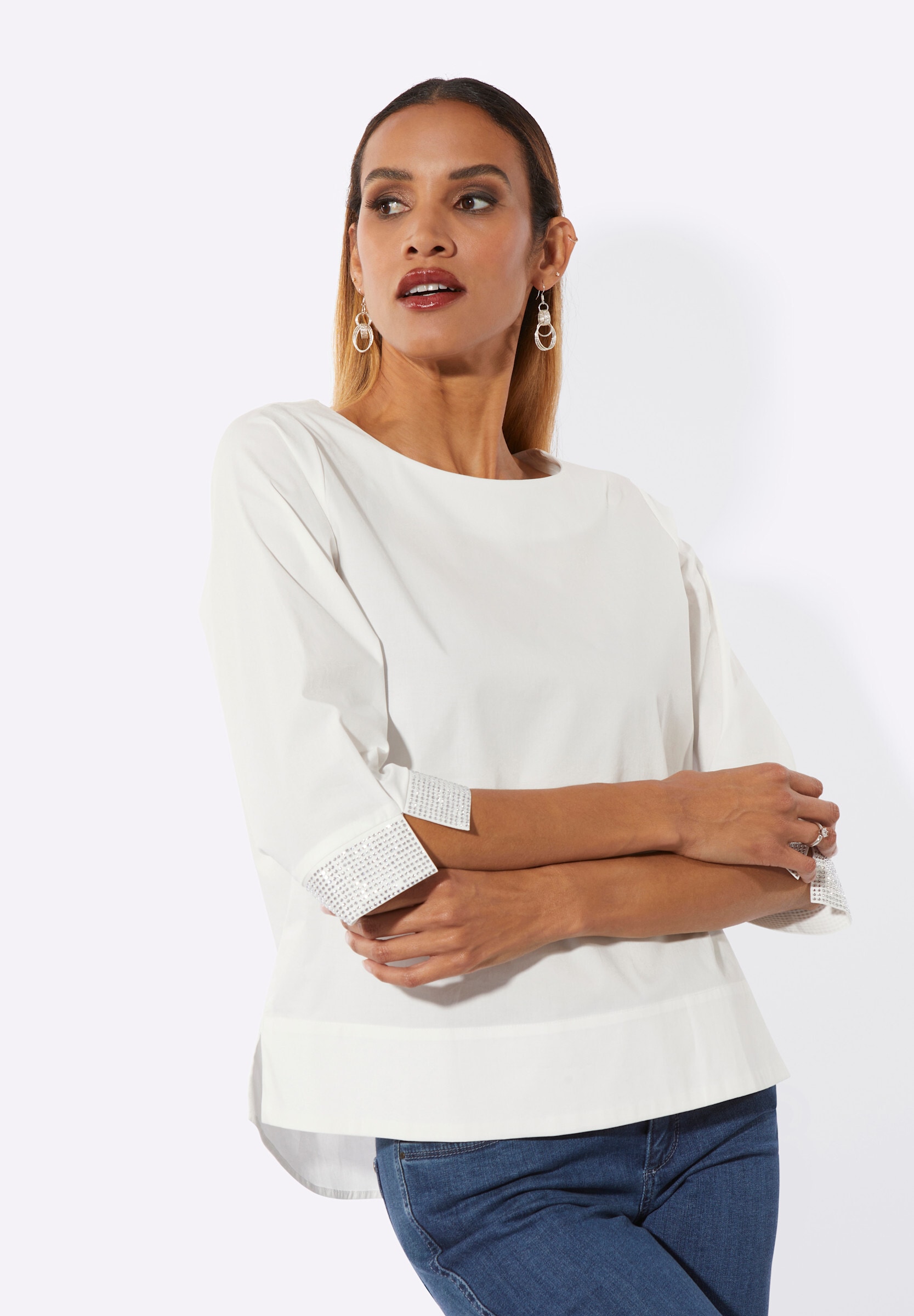 creation L Schlupfbluse »Schlupfbluse Schlupfbluse mit abgerundetem Saum«
